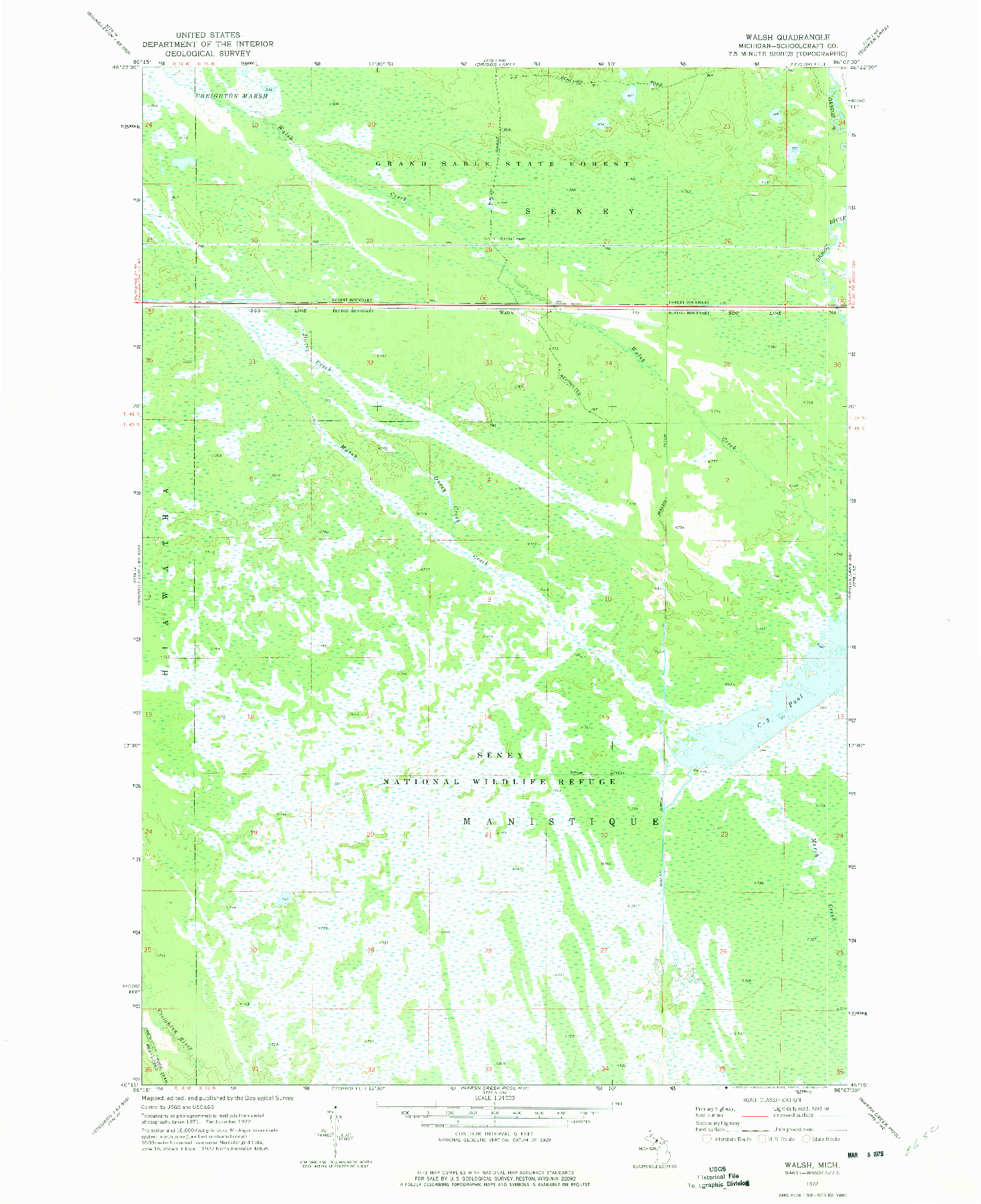 USGS 1:24000-SCALE QUADRANGLE FOR WALSH, MI 1972