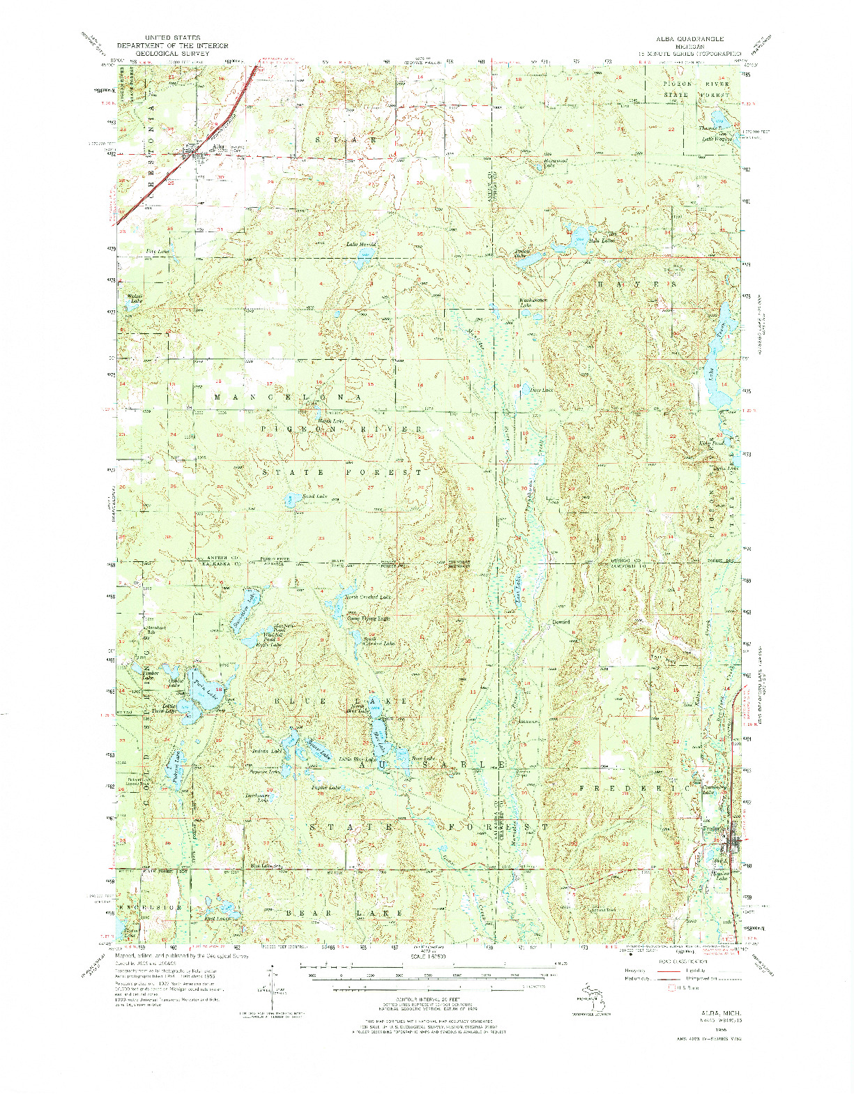 USGS 1:62500-SCALE QUADRANGLE FOR ALBA, MI 1956
