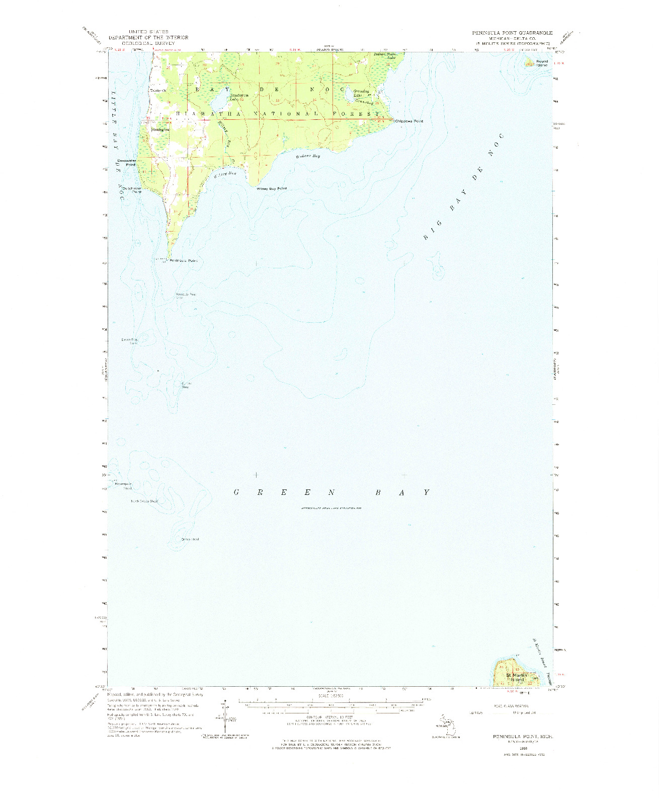 USGS 1:62500-SCALE QUADRANGLE FOR PENINSULA POINT, MI 1958