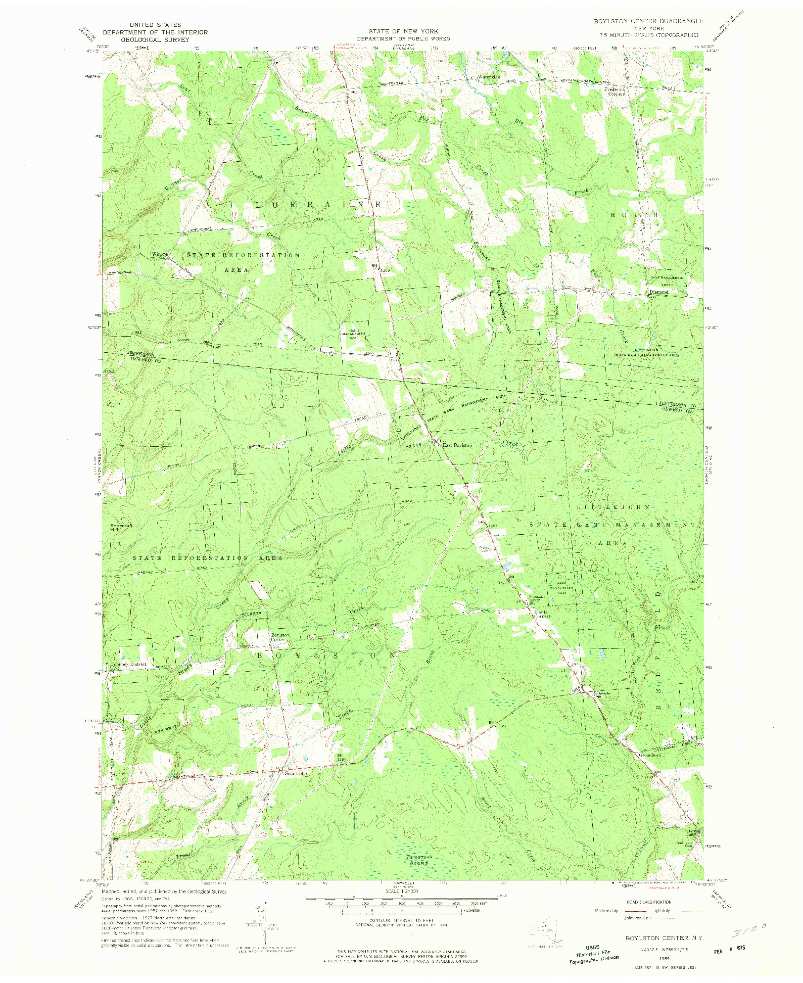 USGS 1:24000-SCALE QUADRANGLE FOR BOYLSTON CENTER, NY 1959