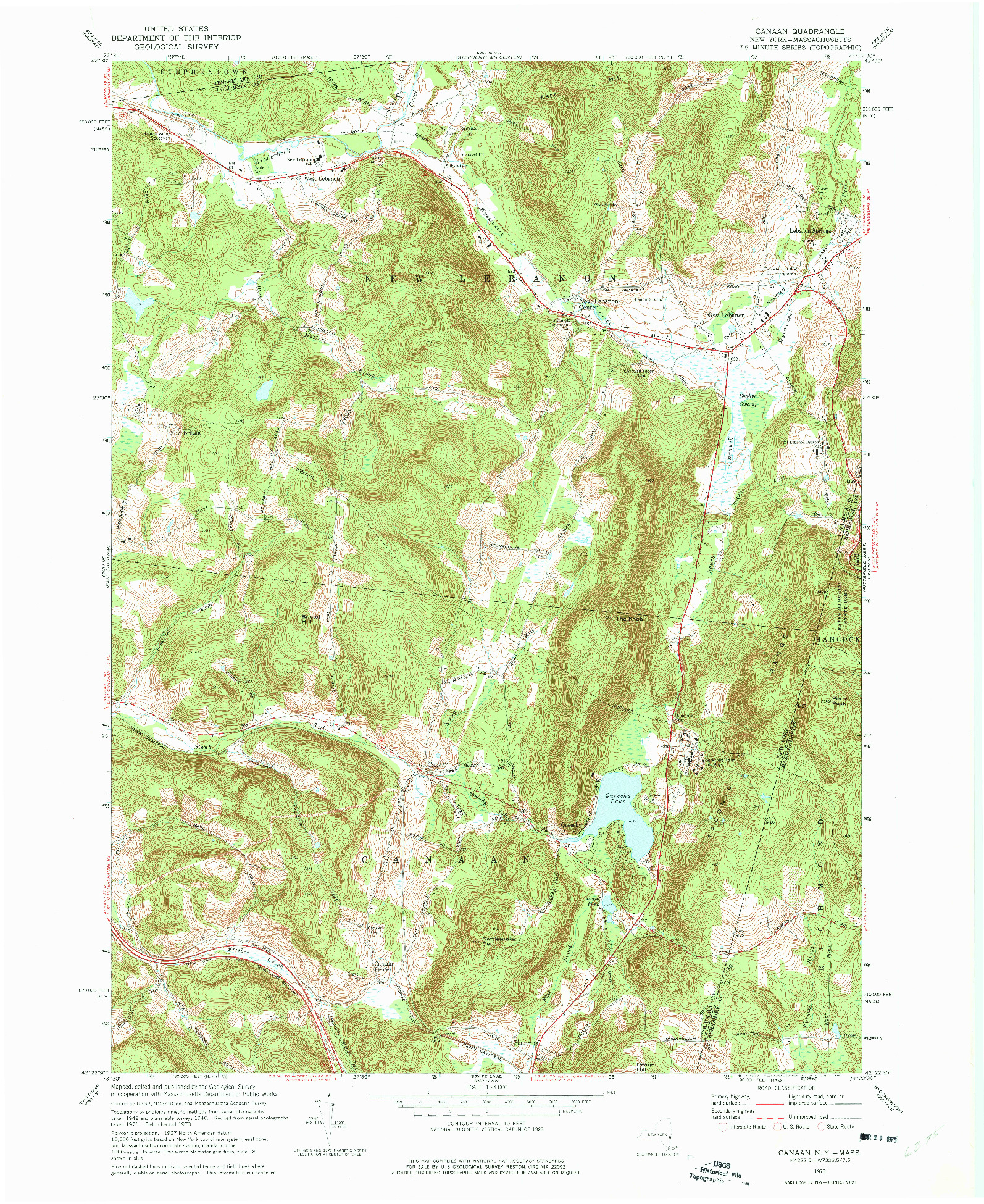 USGS 1:24000-SCALE QUADRANGLE FOR CANAAN, NY 1973