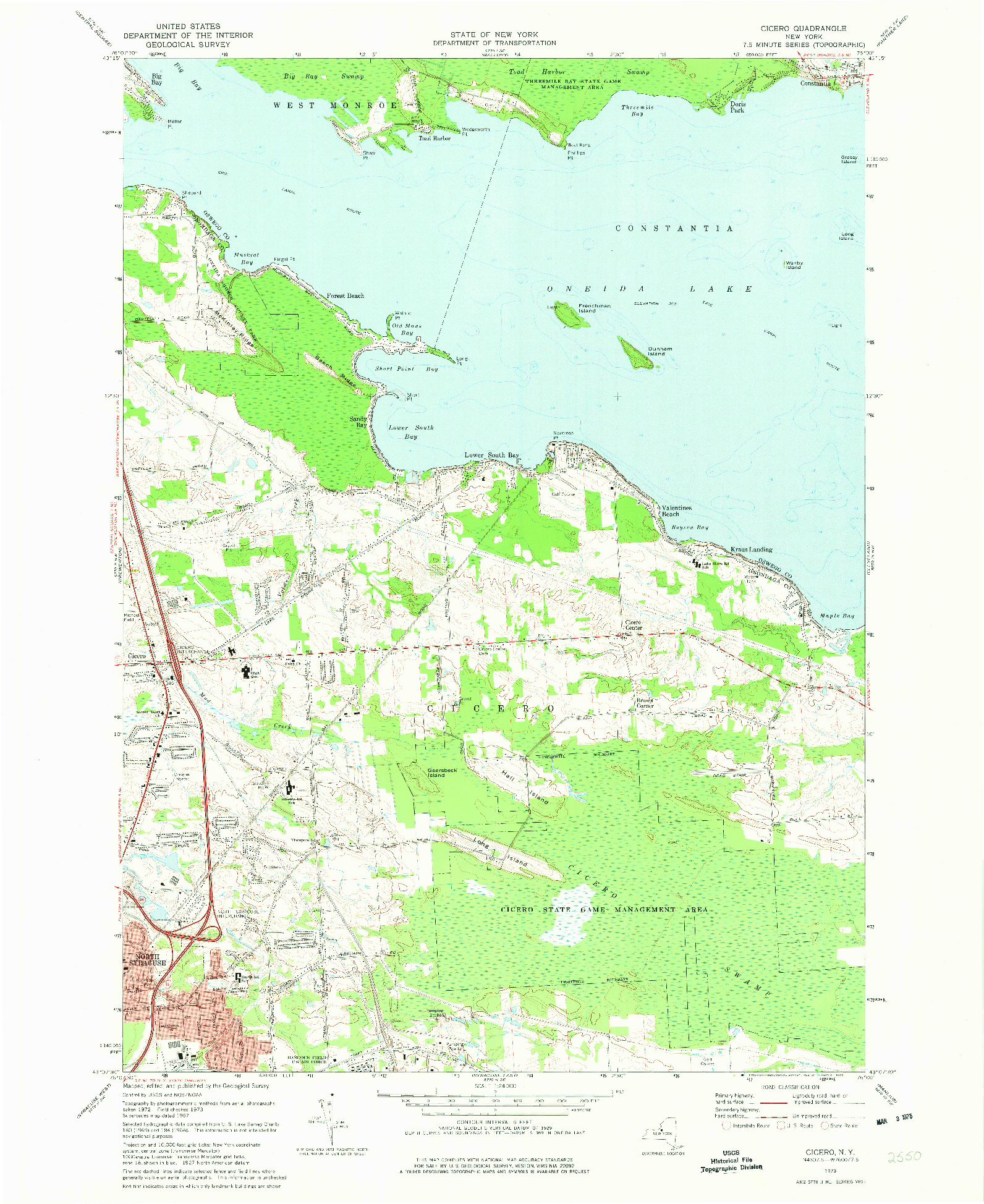 USGS 1:24000-SCALE QUADRANGLE FOR CICERO, NY 1973