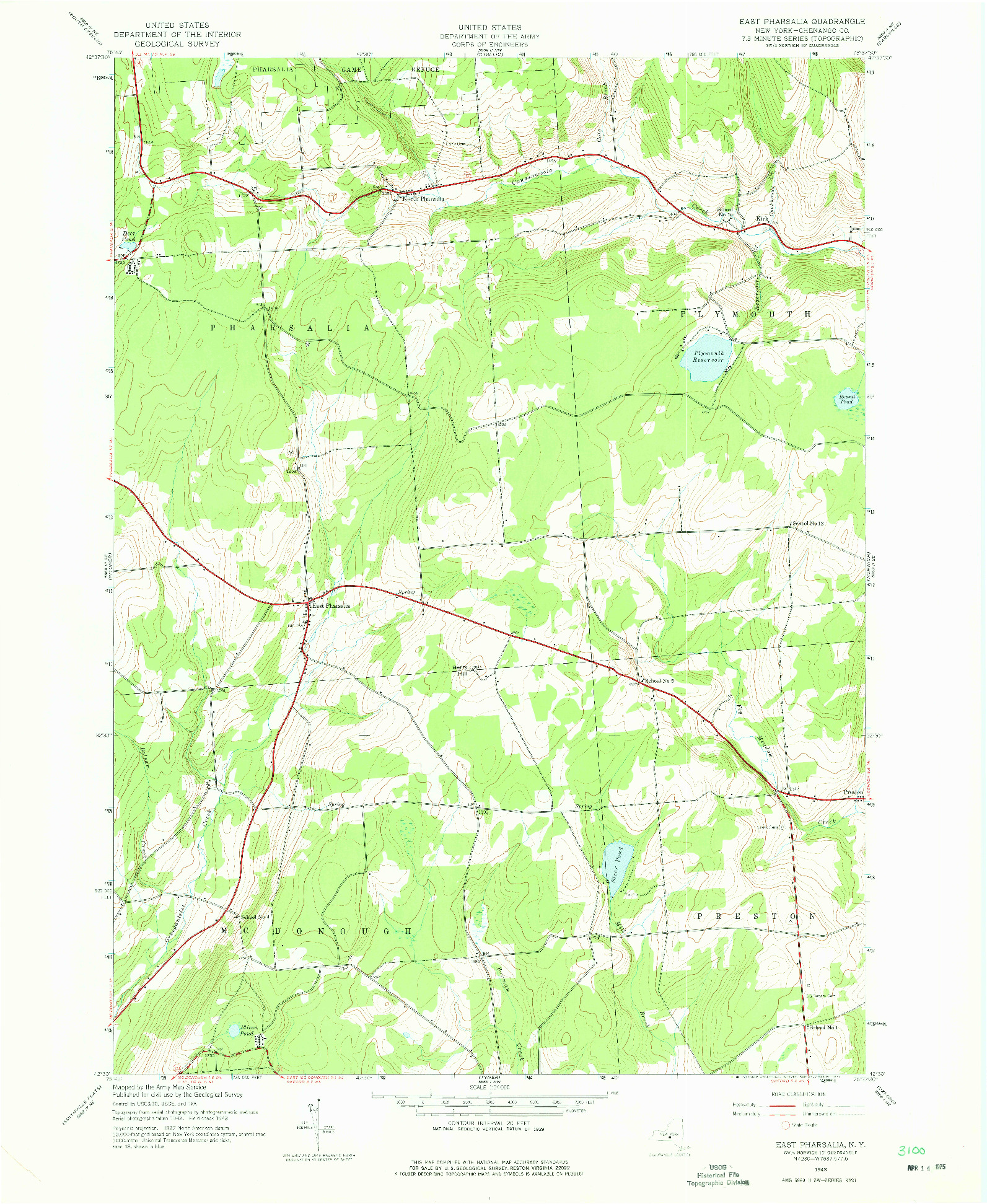 USGS 1:24000-SCALE QUADRANGLE FOR EAST PHARSALIA, NY 1943