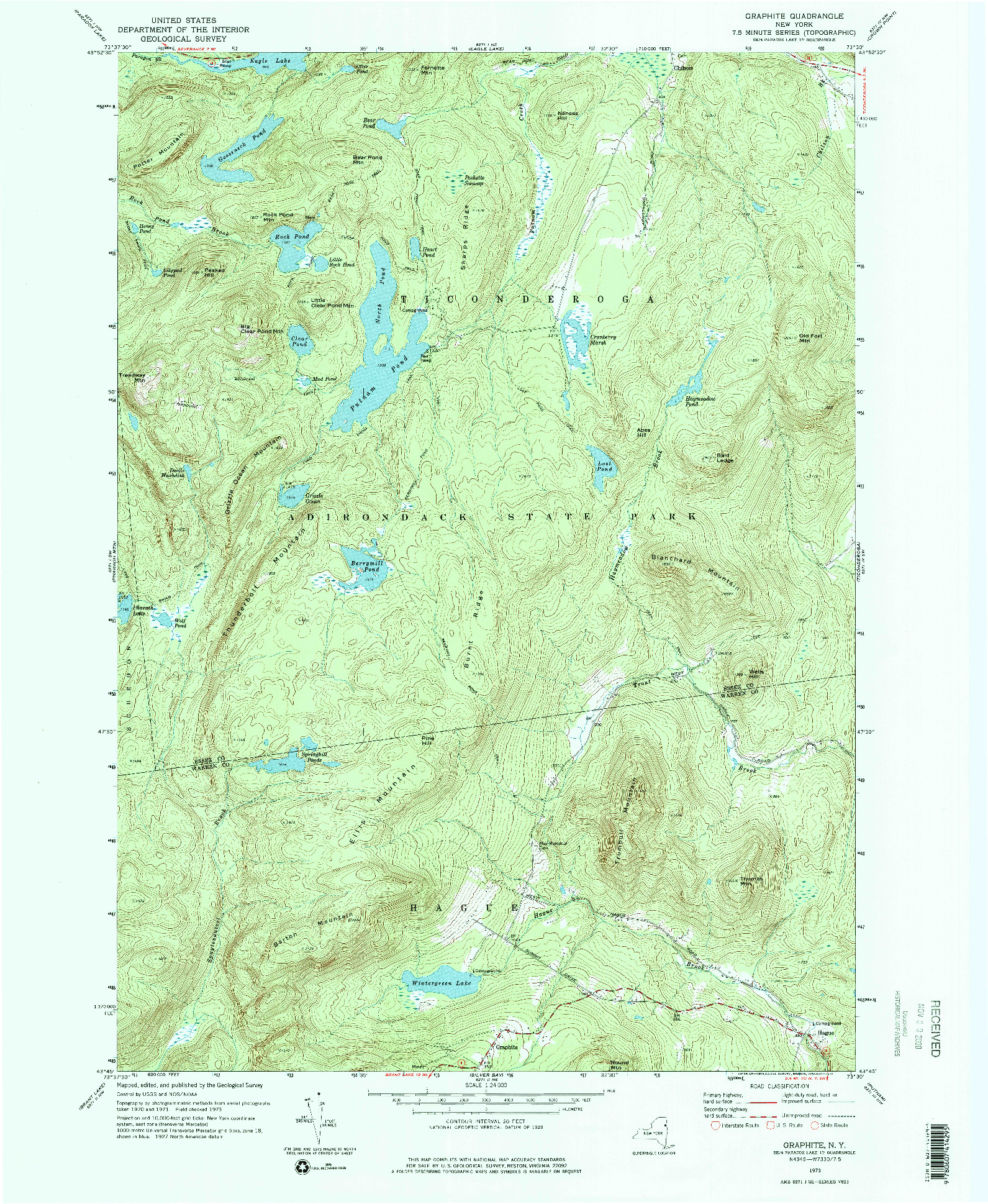 USGS 1:24000-SCALE QUADRANGLE FOR GRAPHITE, NY 1973