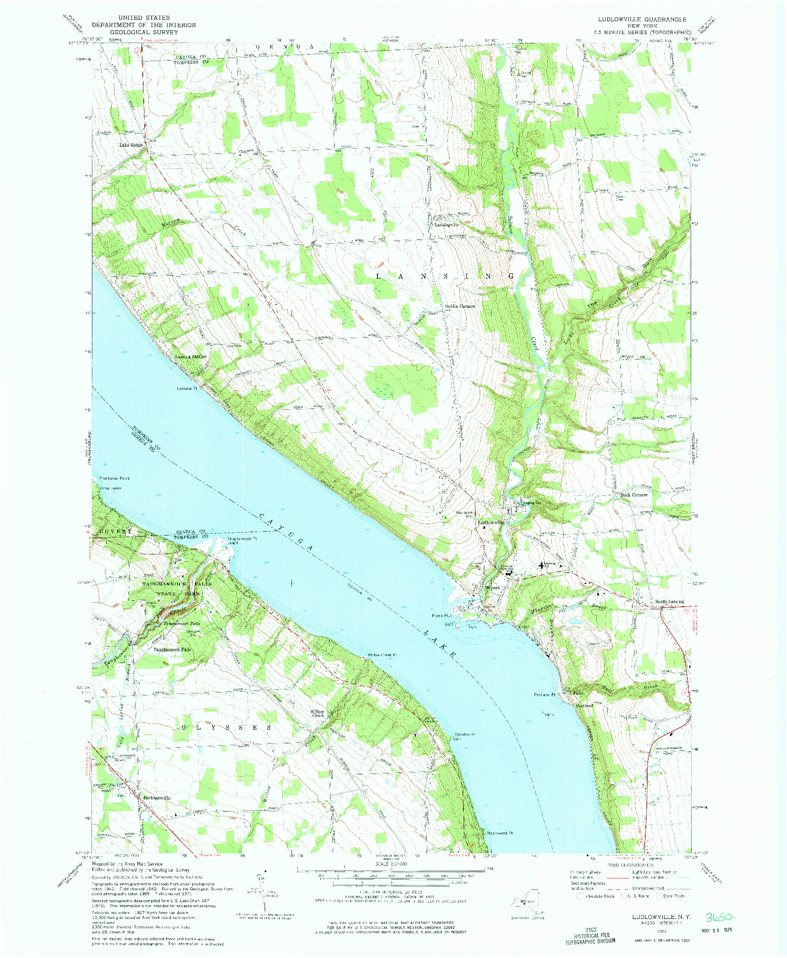 USGS 1:24000-SCALE QUADRANGLE FOR LUDLOWVILLE, NY 1971