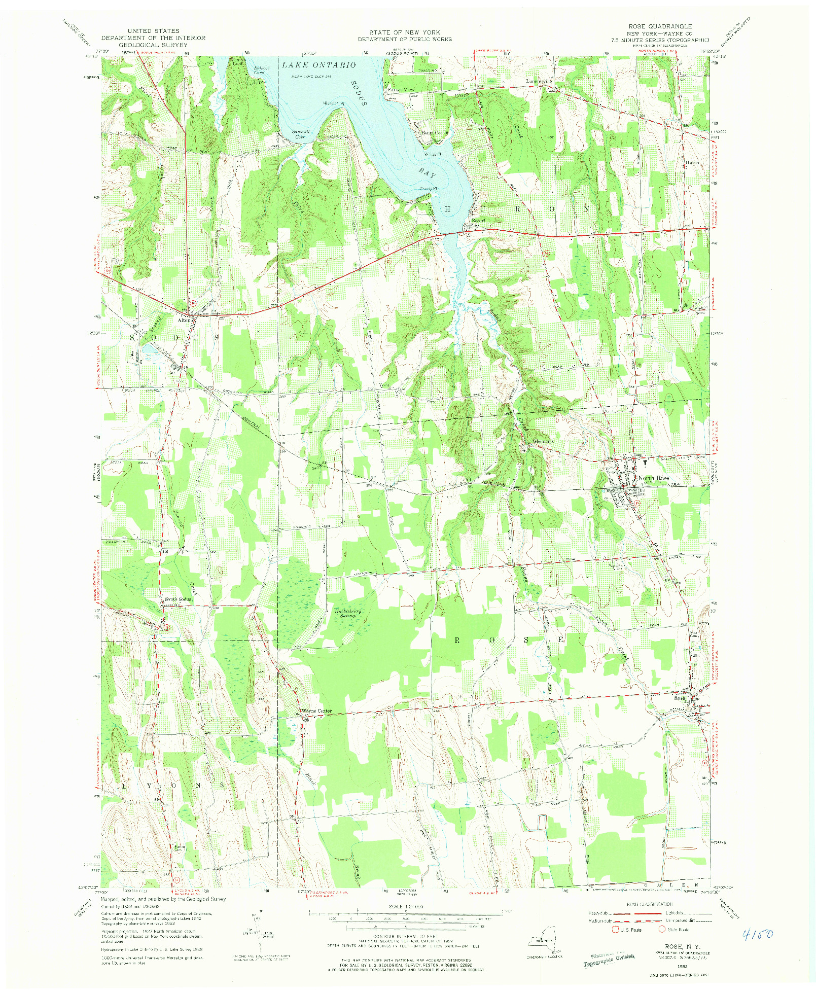 USGS 1:24000-SCALE QUADRANGLE FOR ROSE, NY 1953