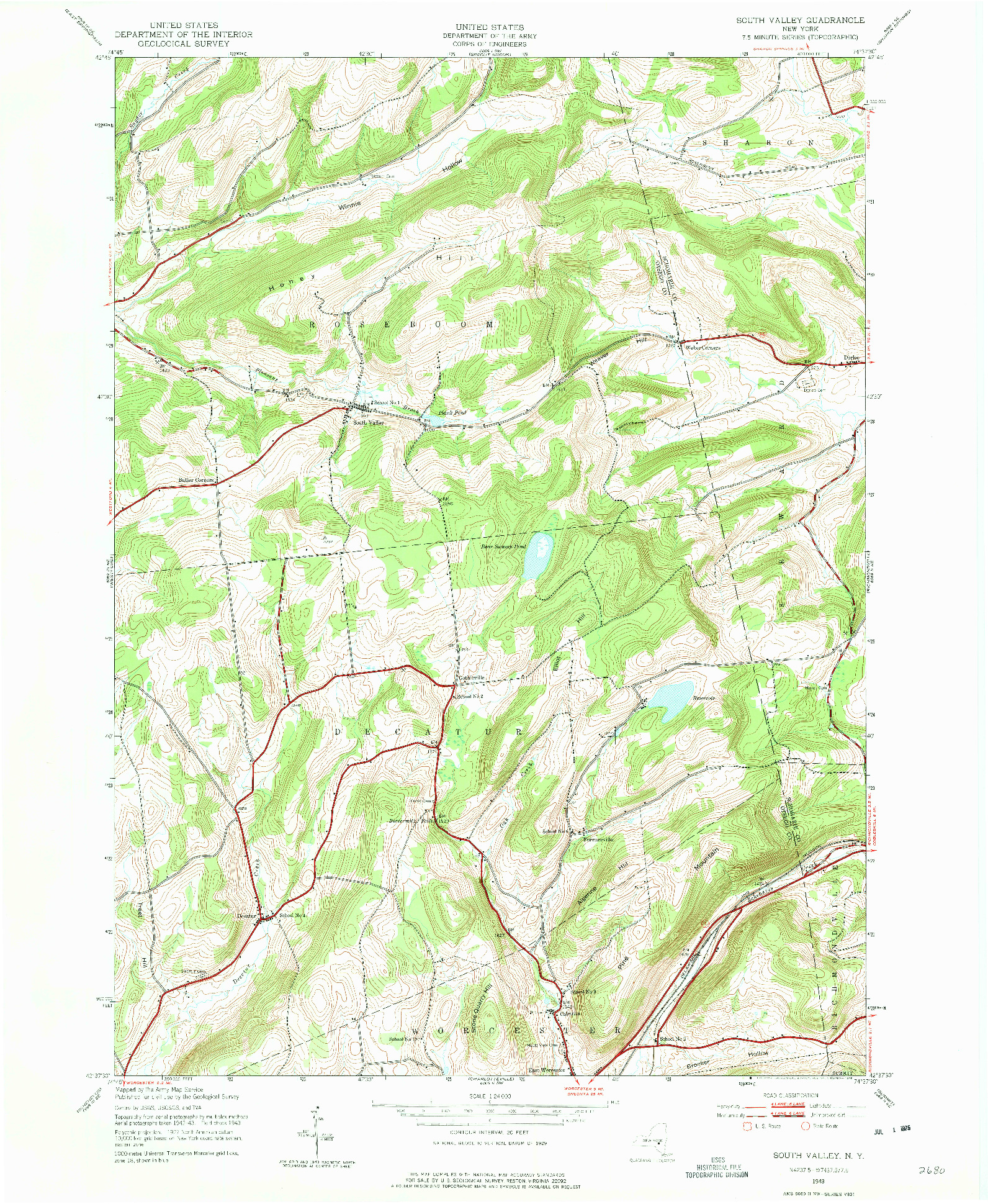 USGS 1:24000-SCALE QUADRANGLE FOR SOUTH VALLEY, NY 1943
