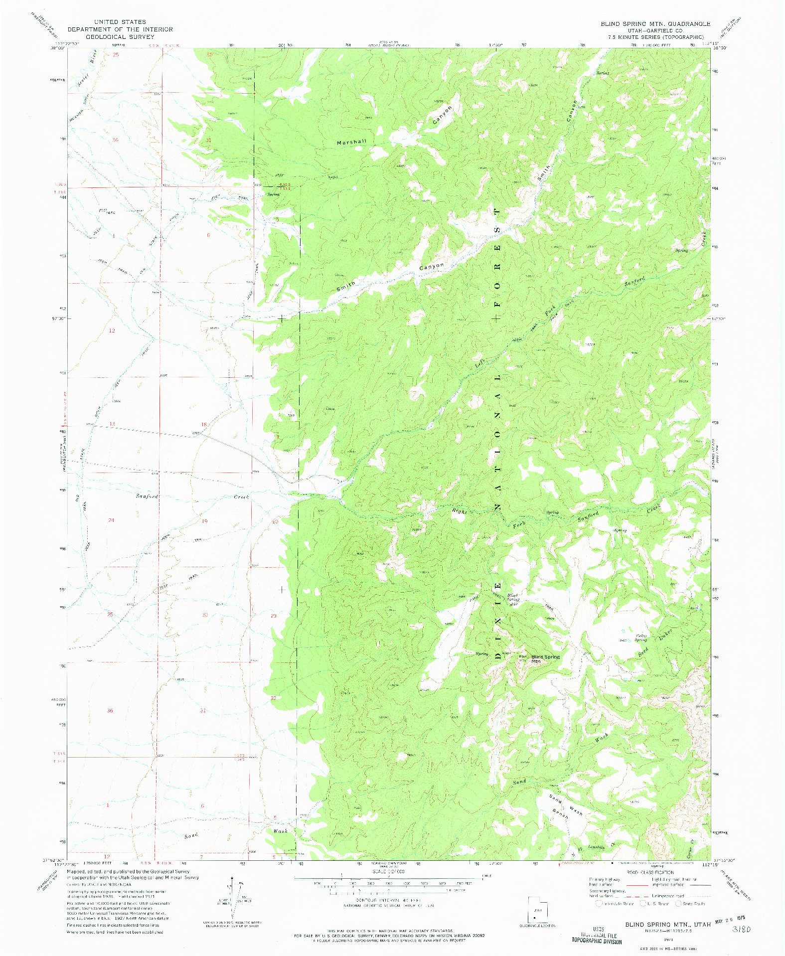 USGS 1:24000-SCALE QUADRANGLE FOR BLIND SPRING MTN, UT 1971