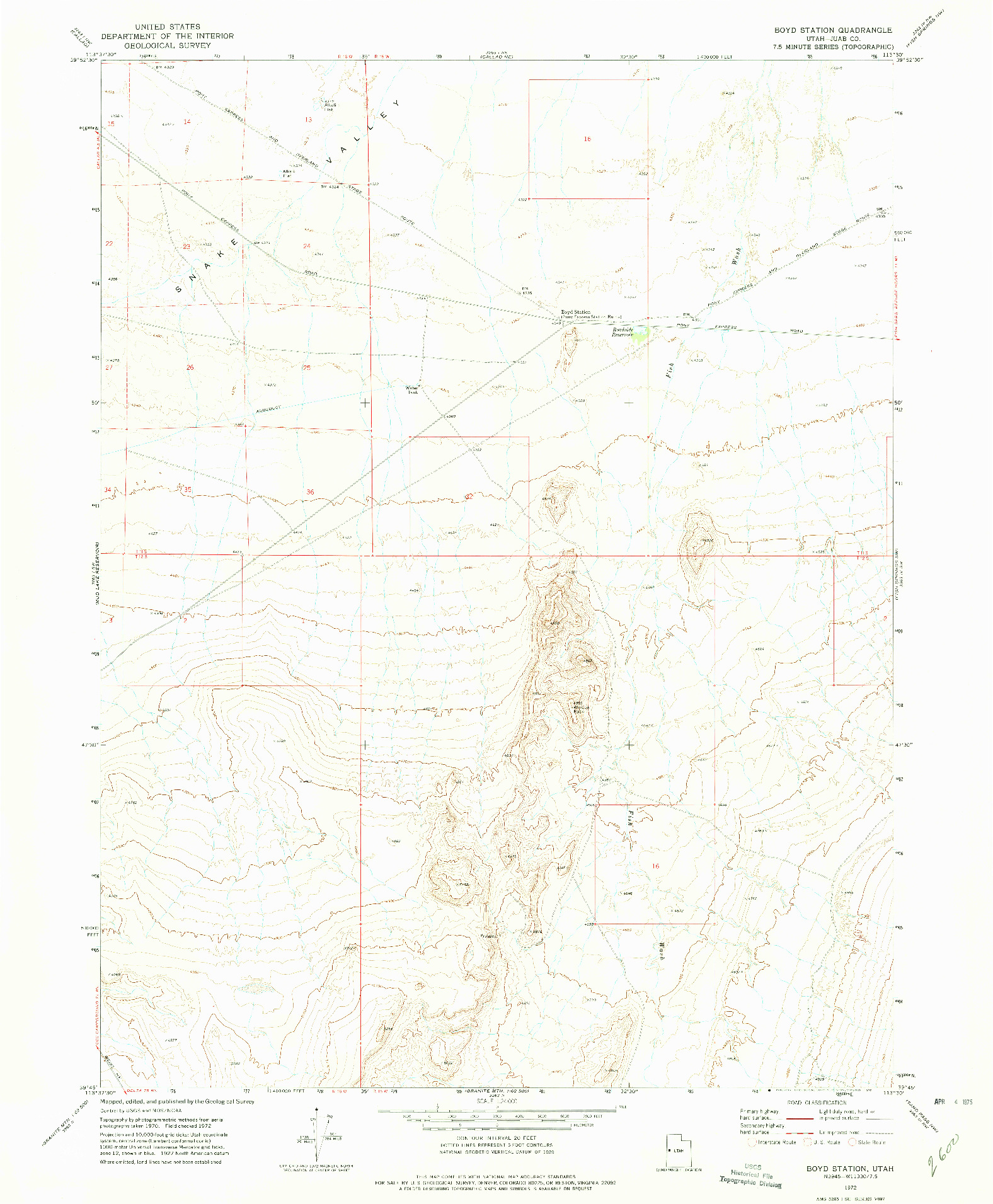 USGS 1:24000-SCALE QUADRANGLE FOR BOYD STATION, UT 1972