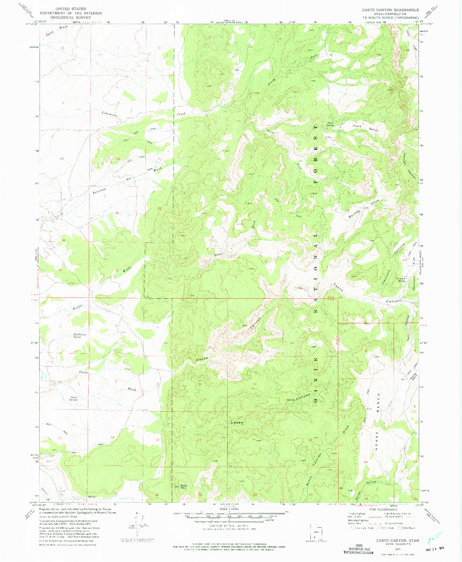 USGS 1:24000-SCALE QUADRANGLE FOR CASTO CANYON, UT 1971