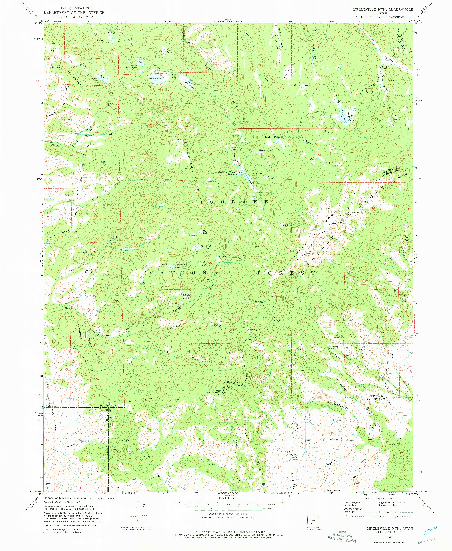 USGS 1:24000-SCALE QUADRANGLE FOR CIRCLEVILLE MTN, UT 1971