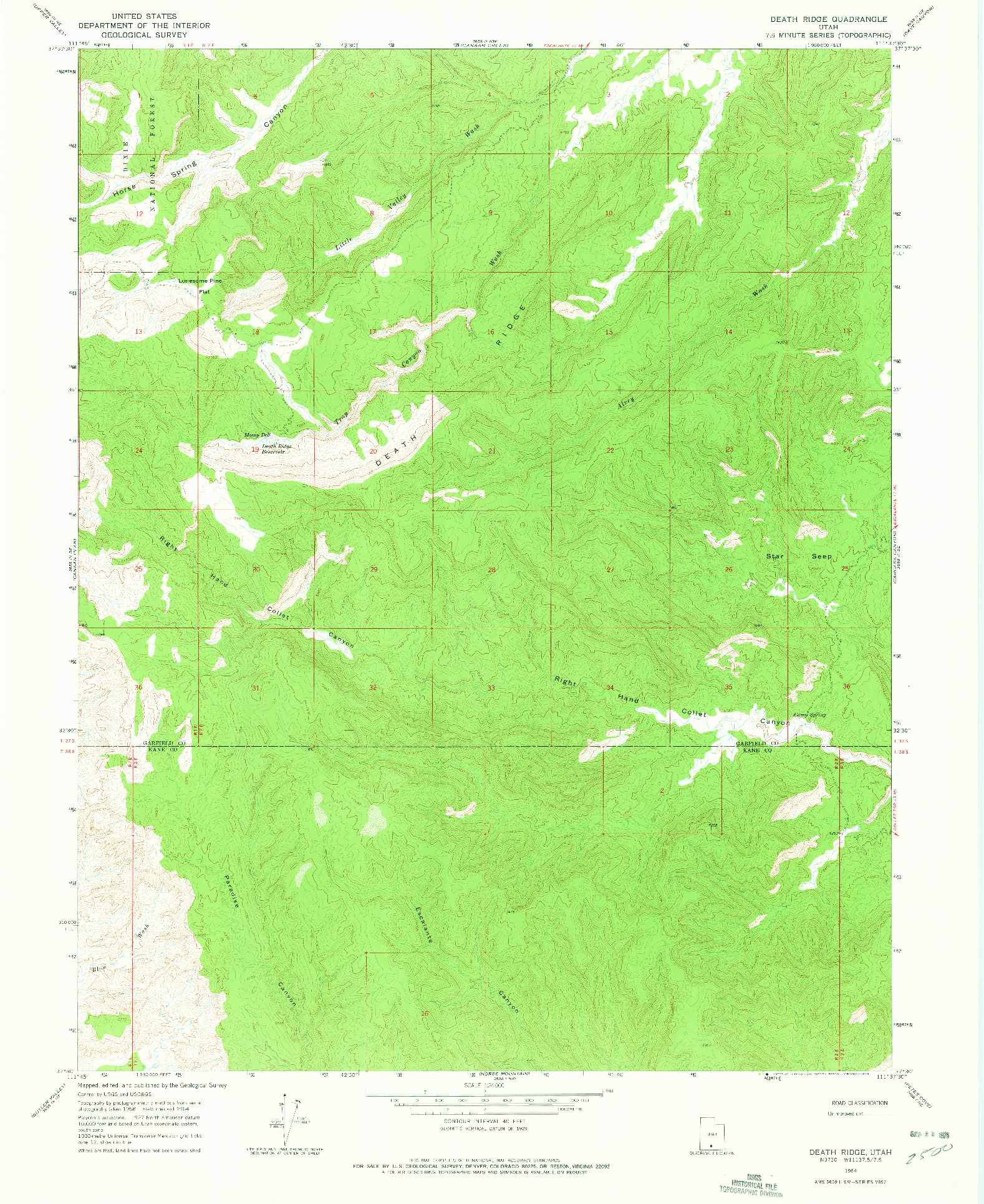 USGS 1:24000-SCALE QUADRANGLE FOR DEATH RIDGE, UT 1964