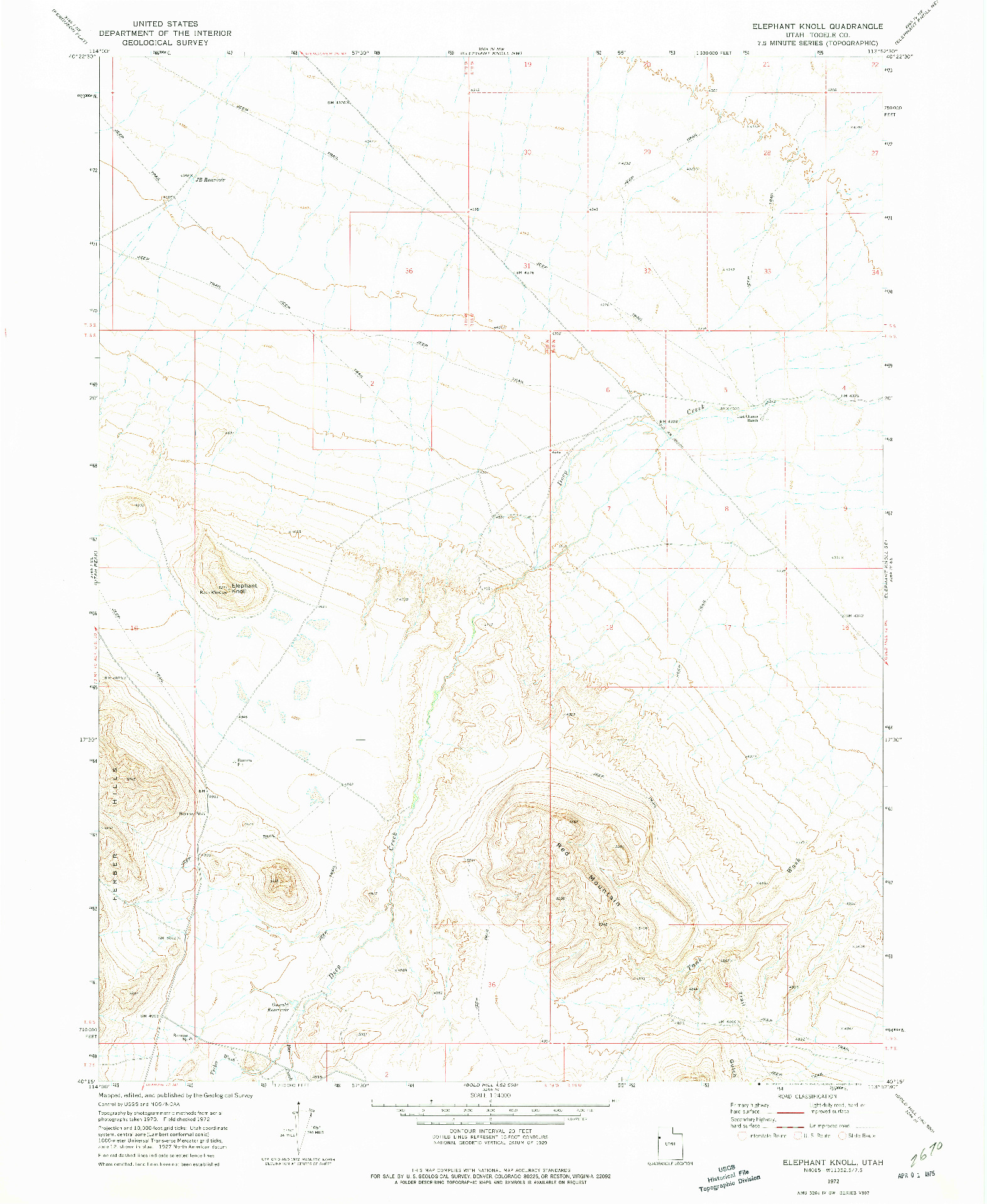 USGS 1:24000-SCALE QUADRANGLE FOR ELEPHANT KNOLL, UT 1972