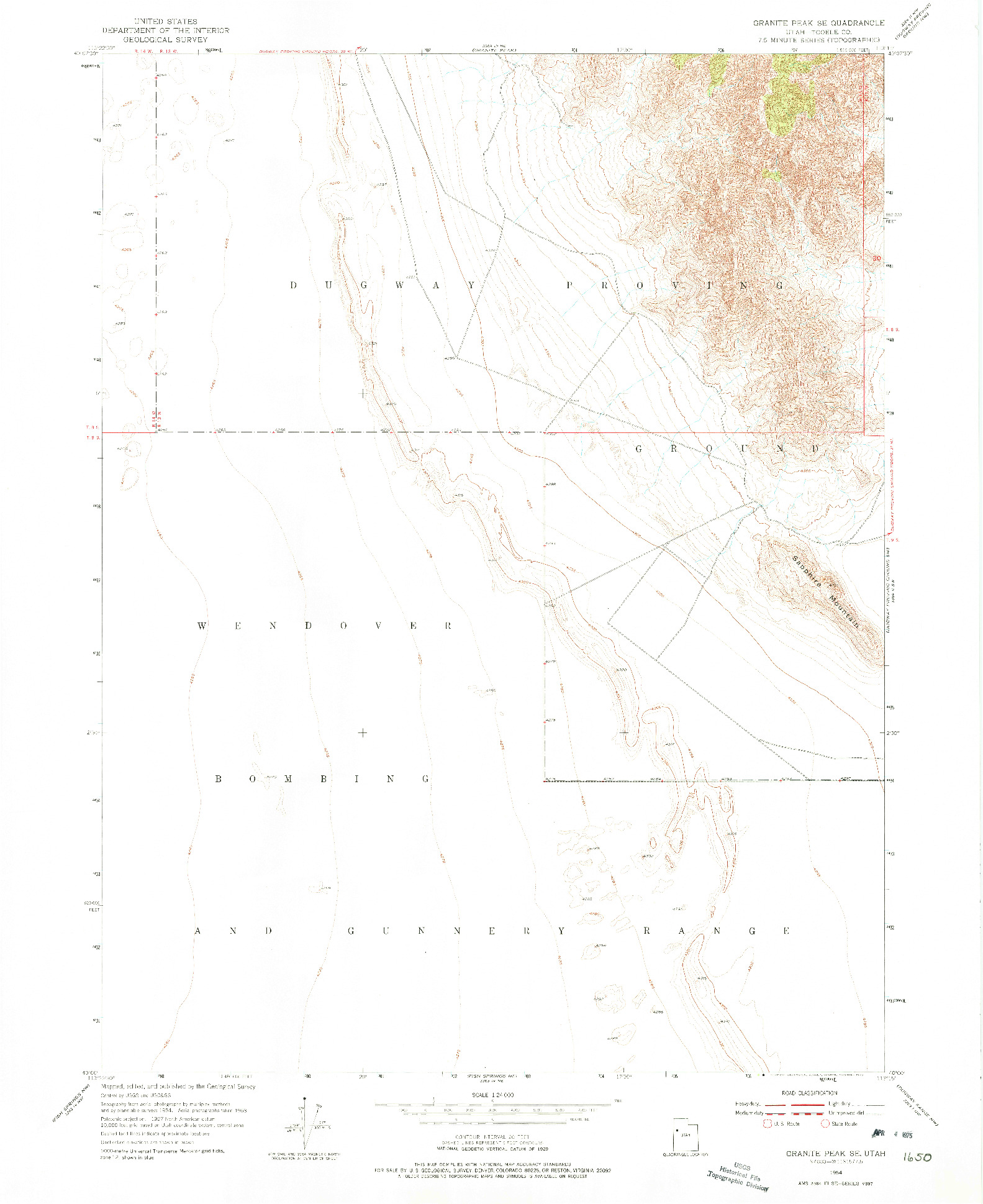 USGS 1:24000-SCALE QUADRANGLE FOR GRANITE PEAK SE, UT 1954