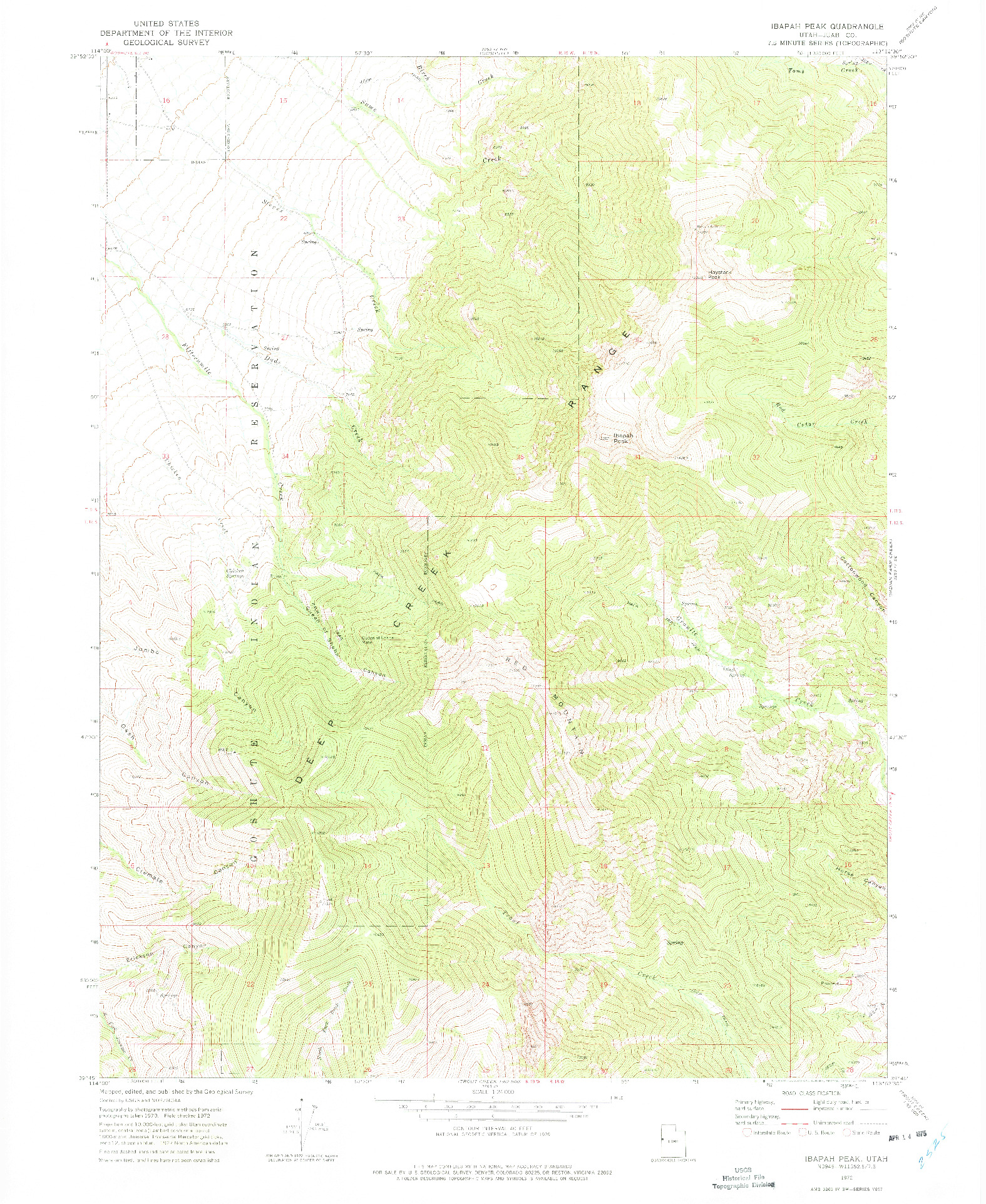 USGS 1:24000-SCALE QUADRANGLE FOR IBAPAH PEAK, UT 1972