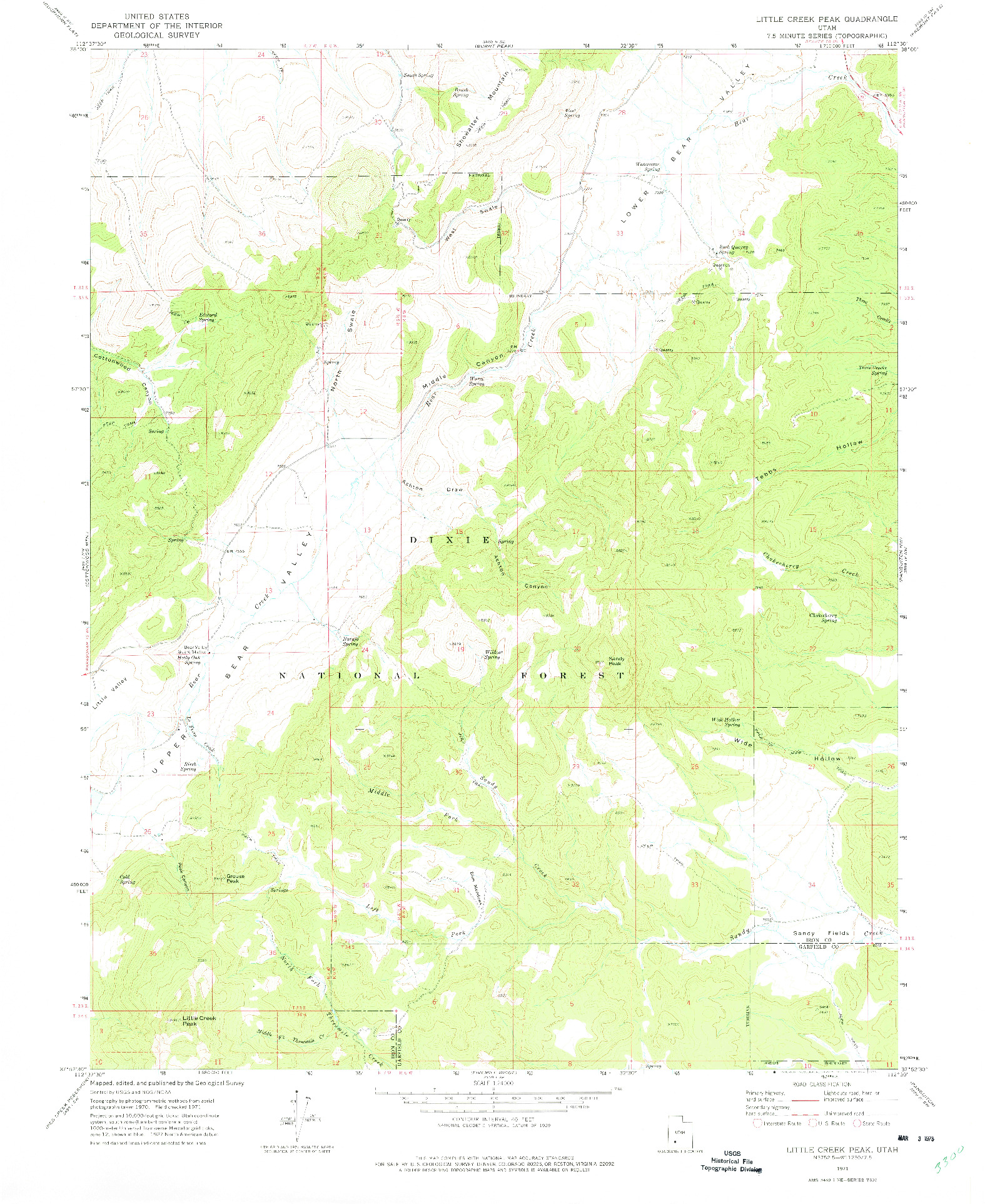 USGS 1:24000-SCALE QUADRANGLE FOR LITTLE CREEK PEAK, UT 1971