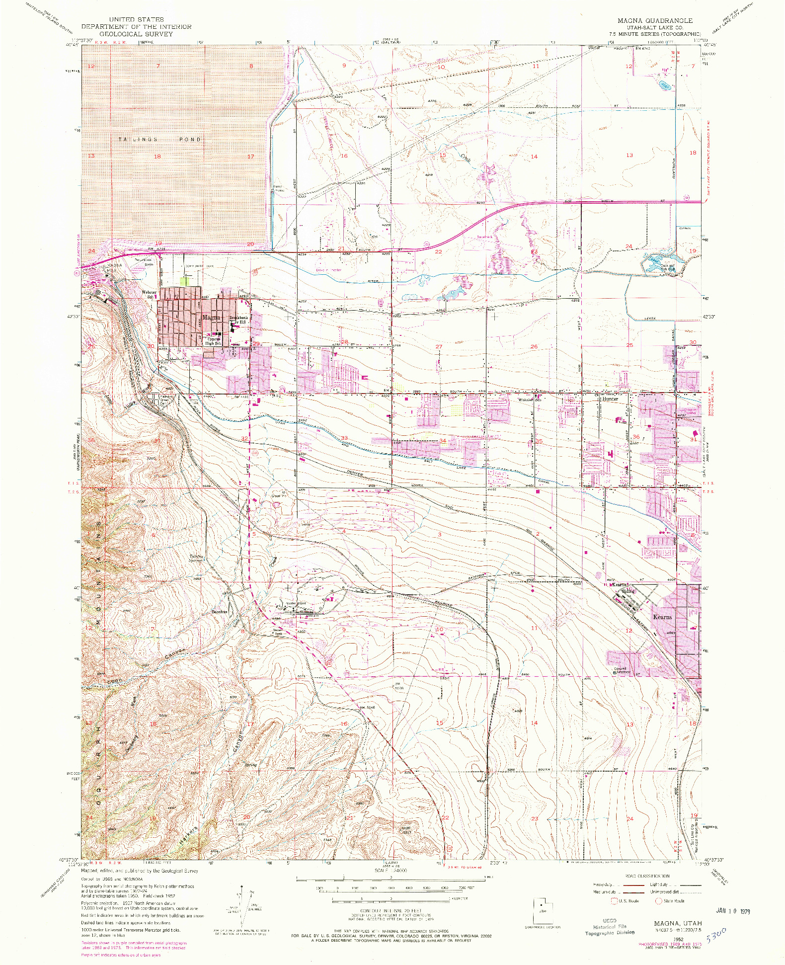 USGS 1:24000-SCALE QUADRANGLE FOR MAGNA, UT 1952