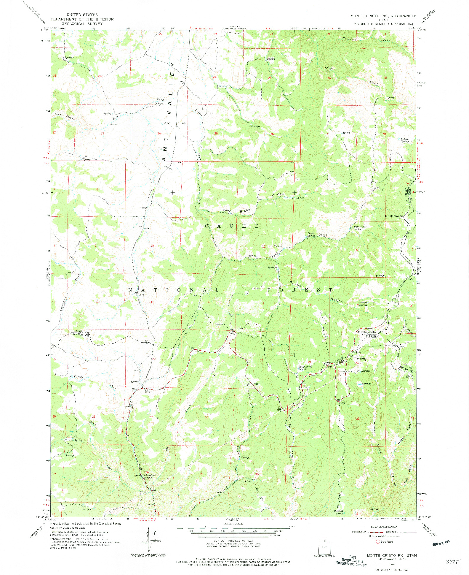 USGS 1:24000-SCALE QUADRANGLE FOR MONTE CRISTO PK, UT 1964