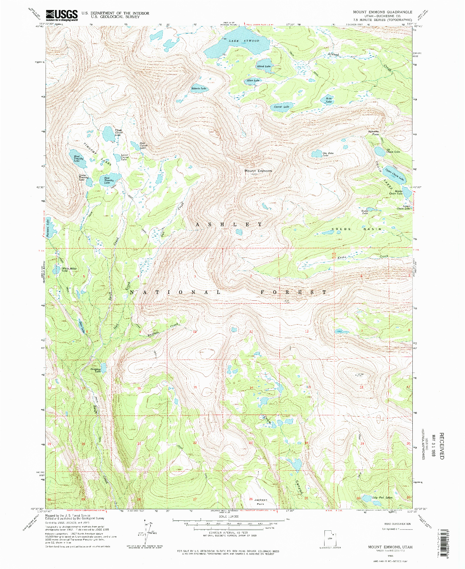 USGS 1:24000-SCALE QUADRANGLE FOR MOUNT EMMONS, UT 1965