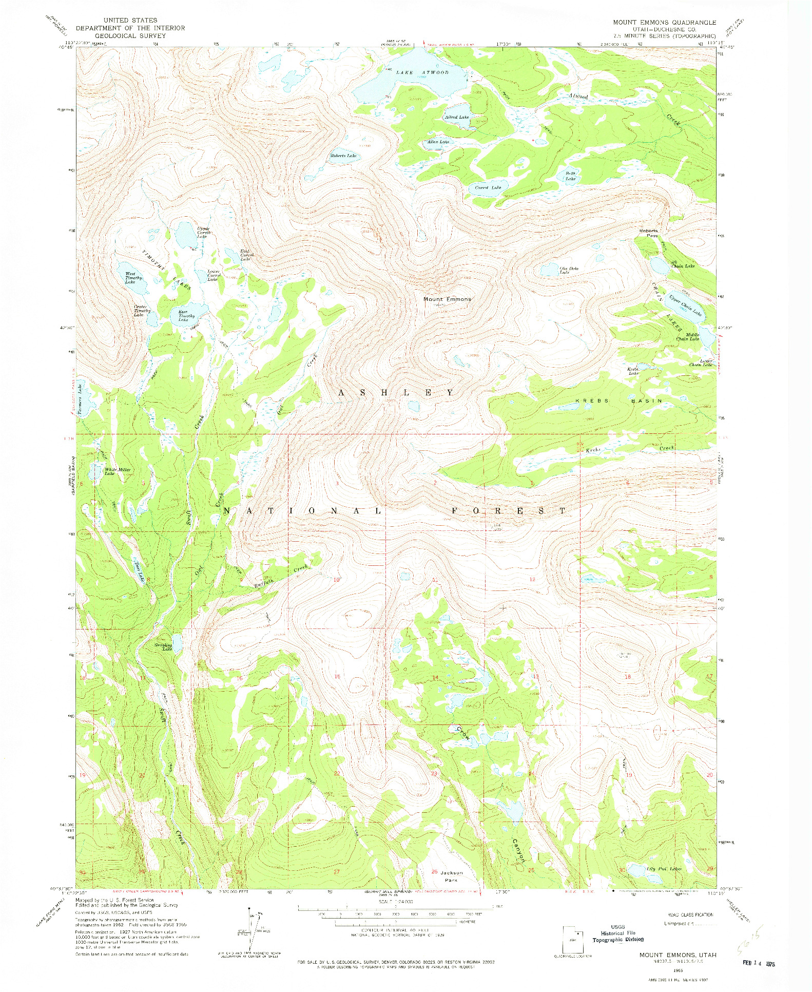 USGS 1:24000-SCALE QUADRANGLE FOR MOUNT EMMONS, UT 1965