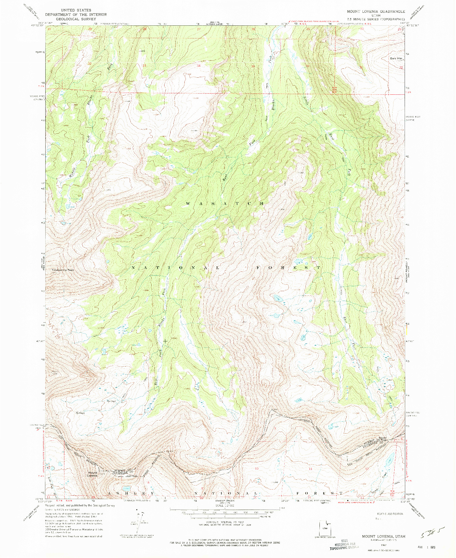 USGS 1:24000-SCALE QUADRANGLE FOR MOUNT LOVENIA, UT 1967
