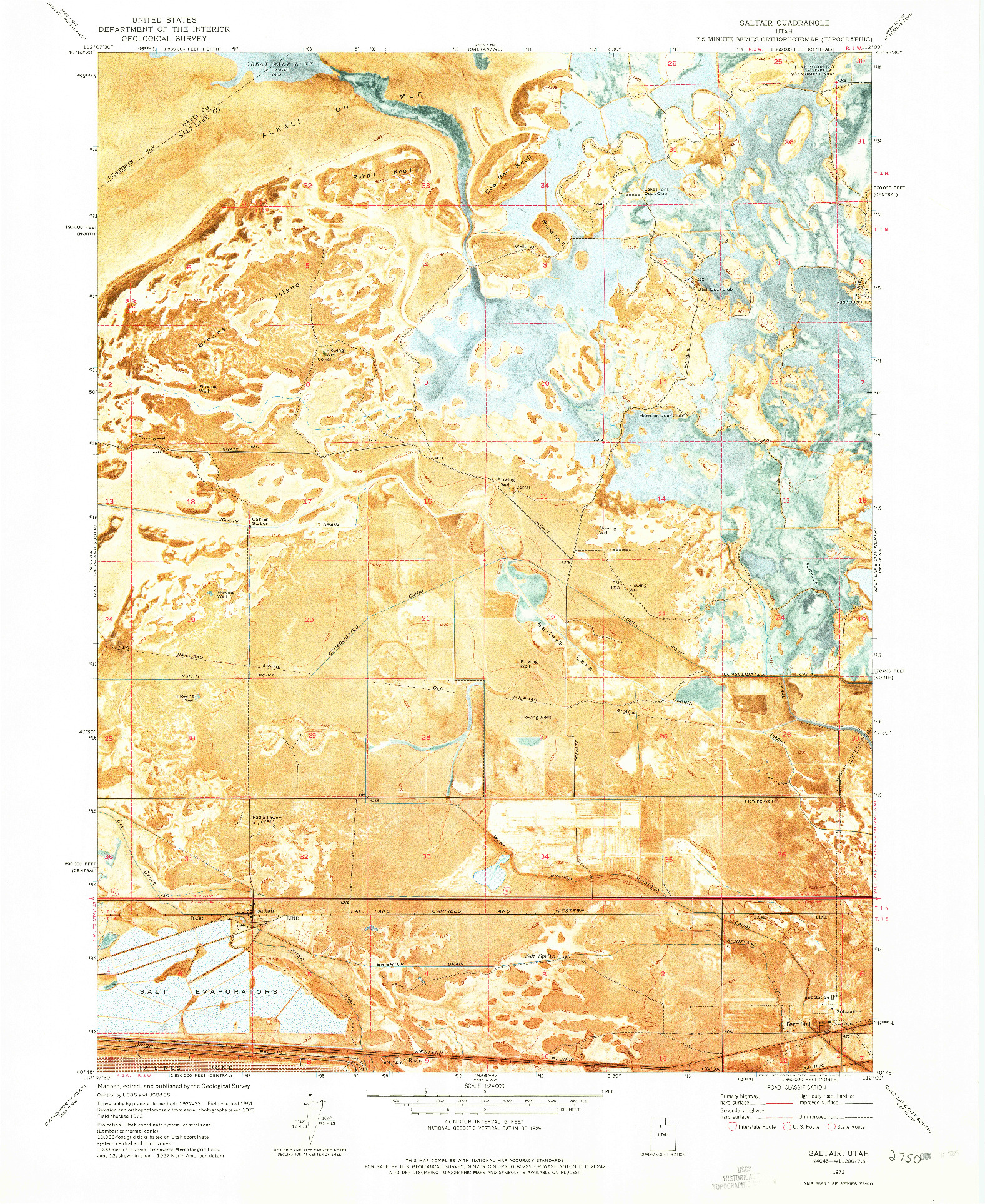 USGS 1:24000-SCALE QUADRANGLE FOR SALTAIR, UT 1972