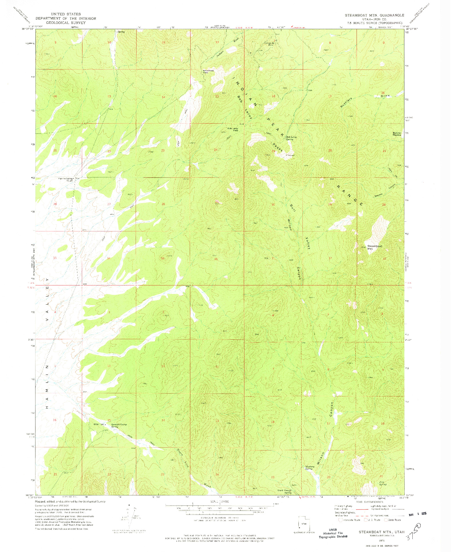USGS 1:24000-SCALE QUADRANGLE FOR STEAMBOAT MTN, UT 1971