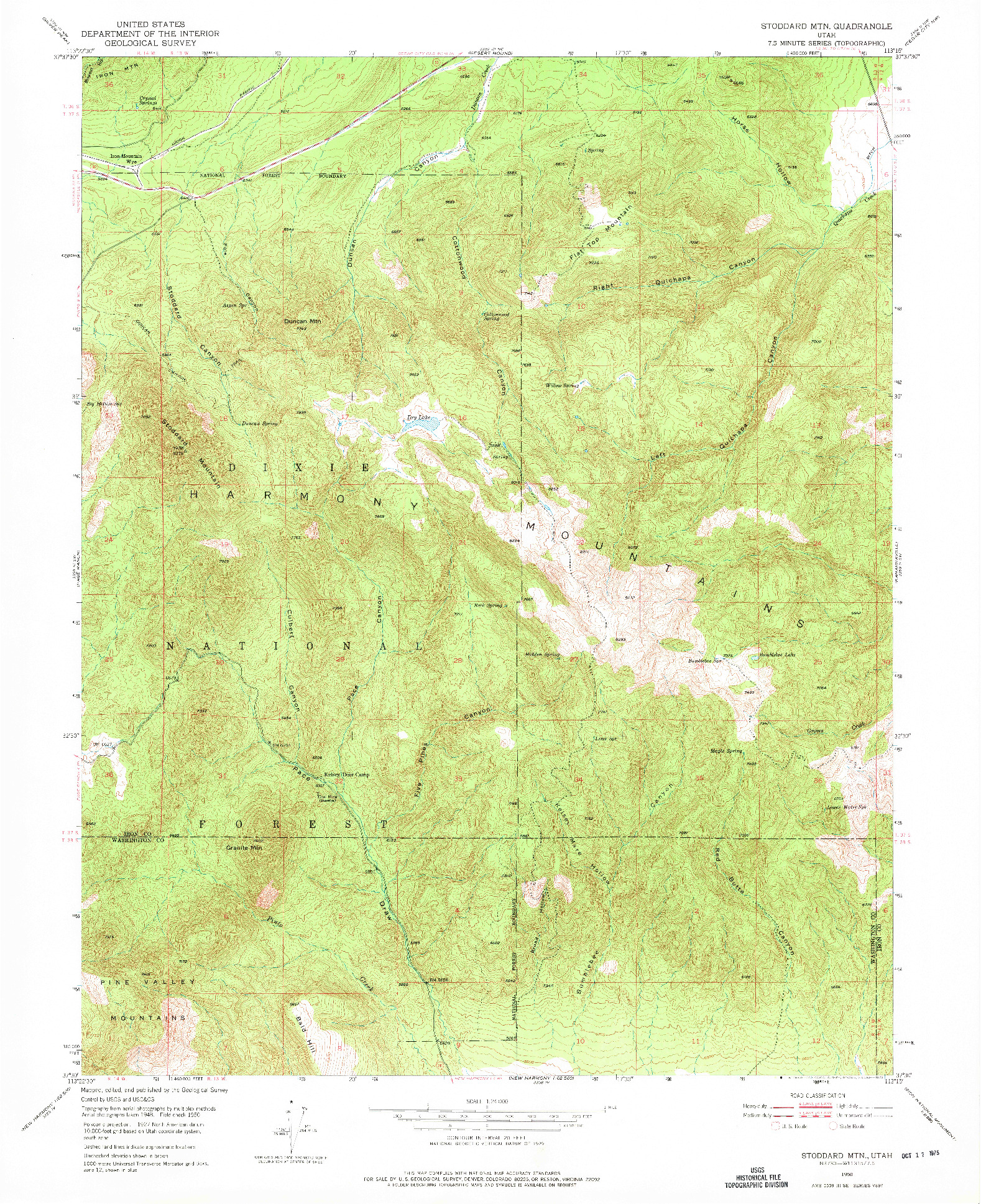 USGS 1:24000-SCALE QUADRANGLE FOR STODDARD MTN, UT 1950