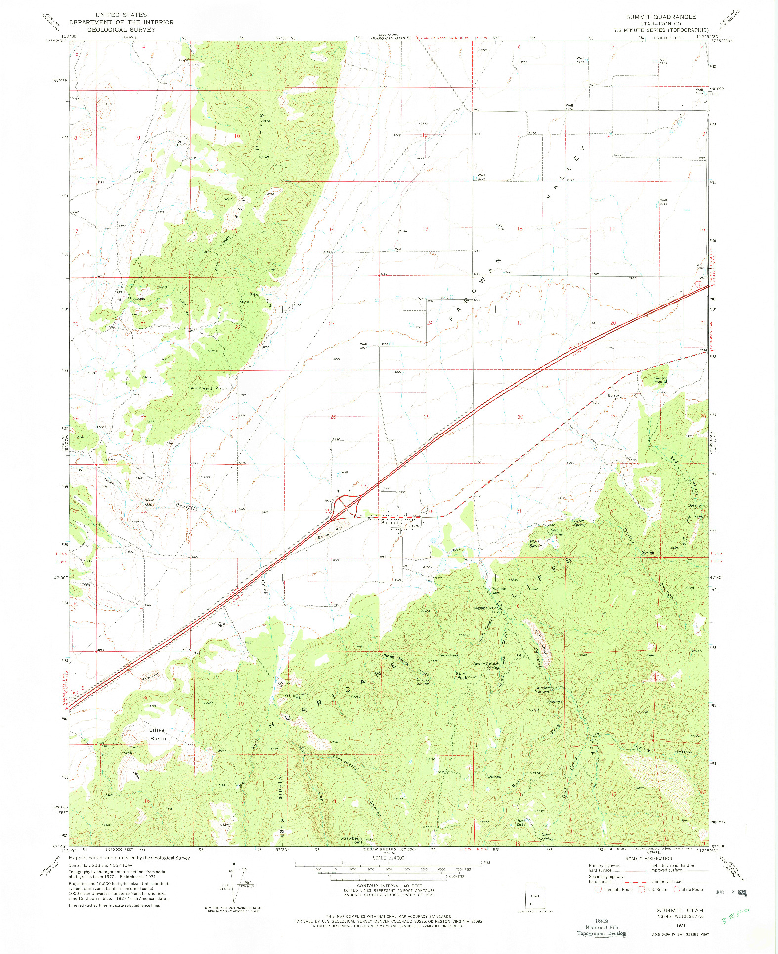 USGS 1:24000-SCALE QUADRANGLE FOR SUMMIT, UT 1971