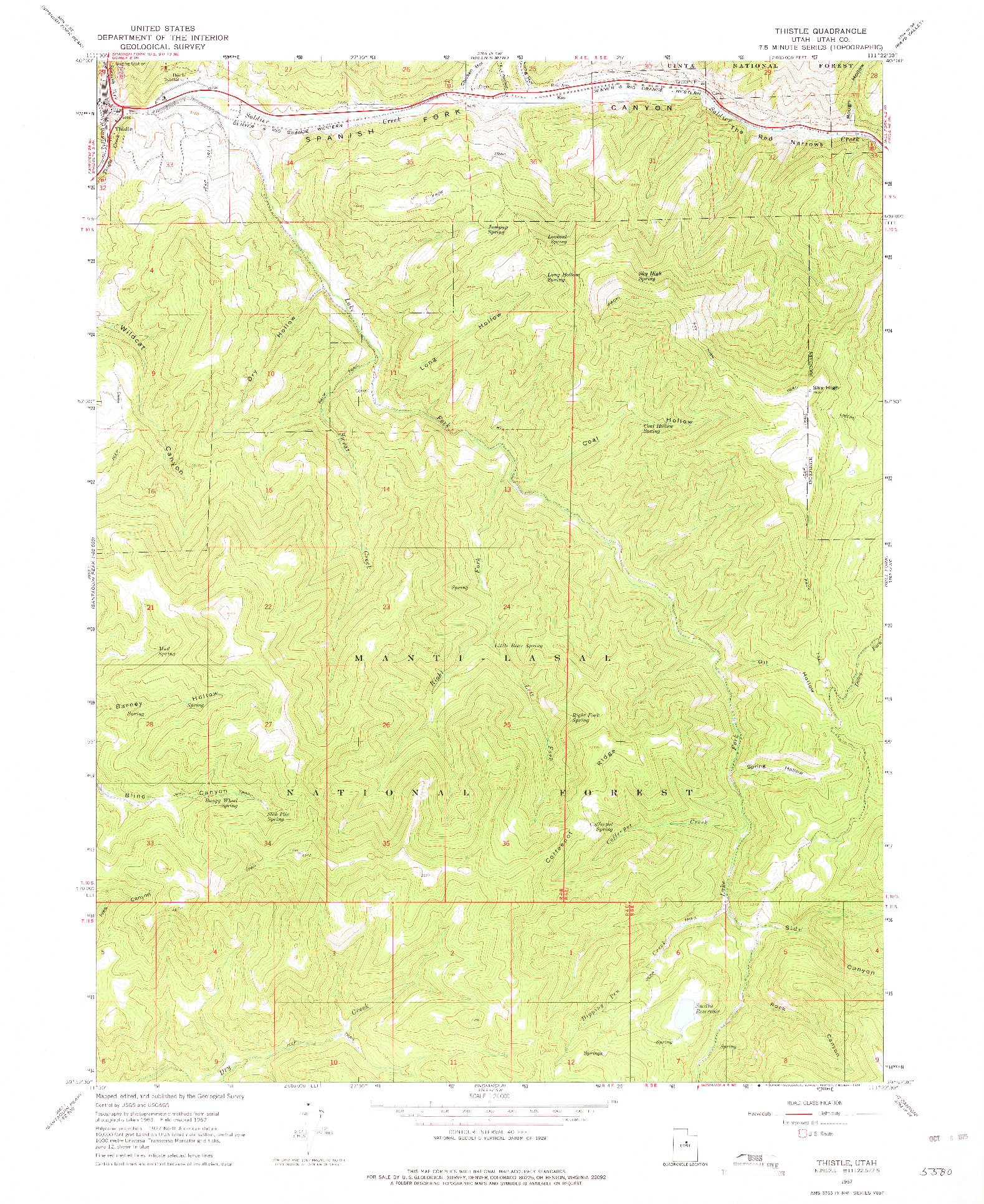USGS 1:24000-SCALE QUADRANGLE FOR THISTLE, UT 1967
