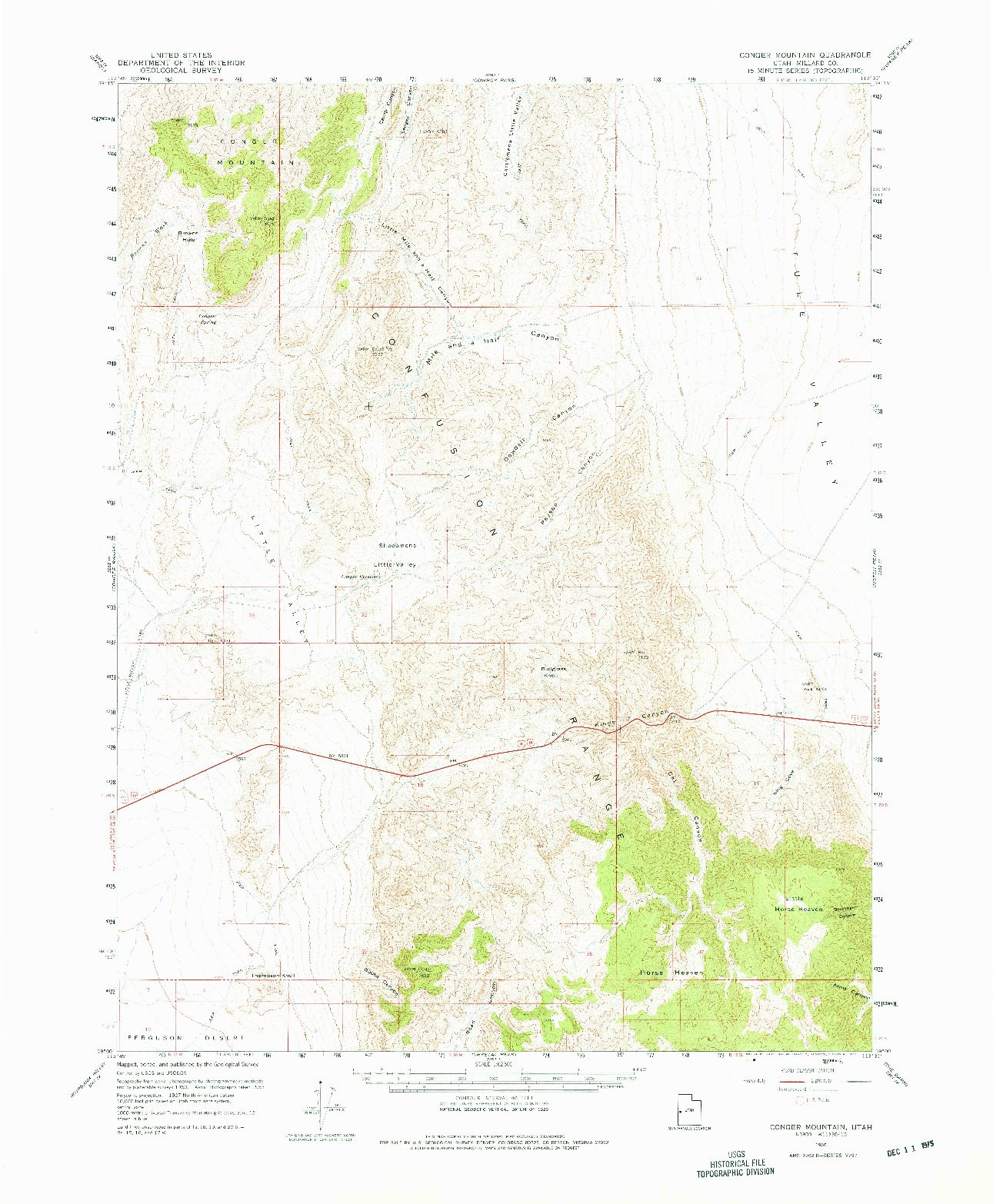 USGS 1:62500-SCALE QUADRANGLE FOR CONGER MOUNTAIN, UT 1960