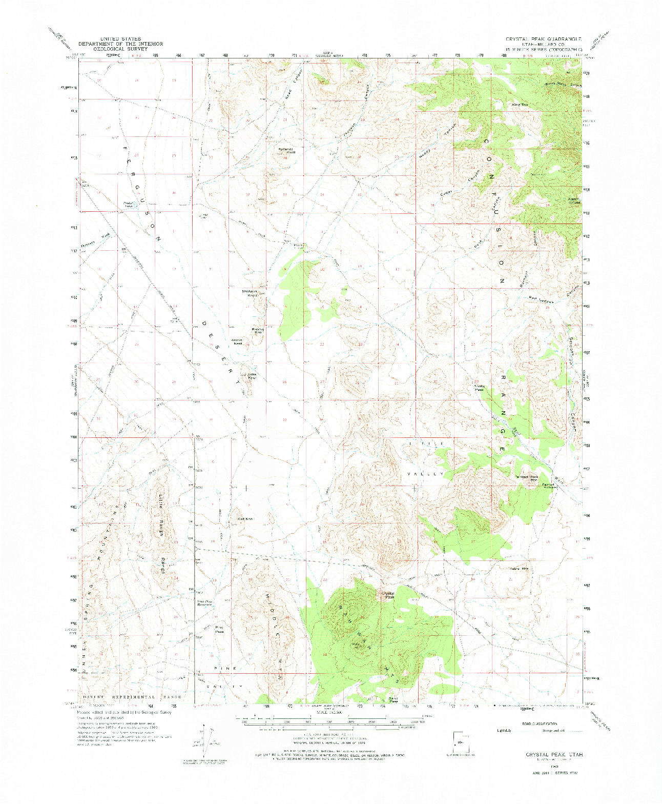 USGS 1:62500-SCALE QUADRANGLE FOR CRYSTAL PEAK, UT 1960