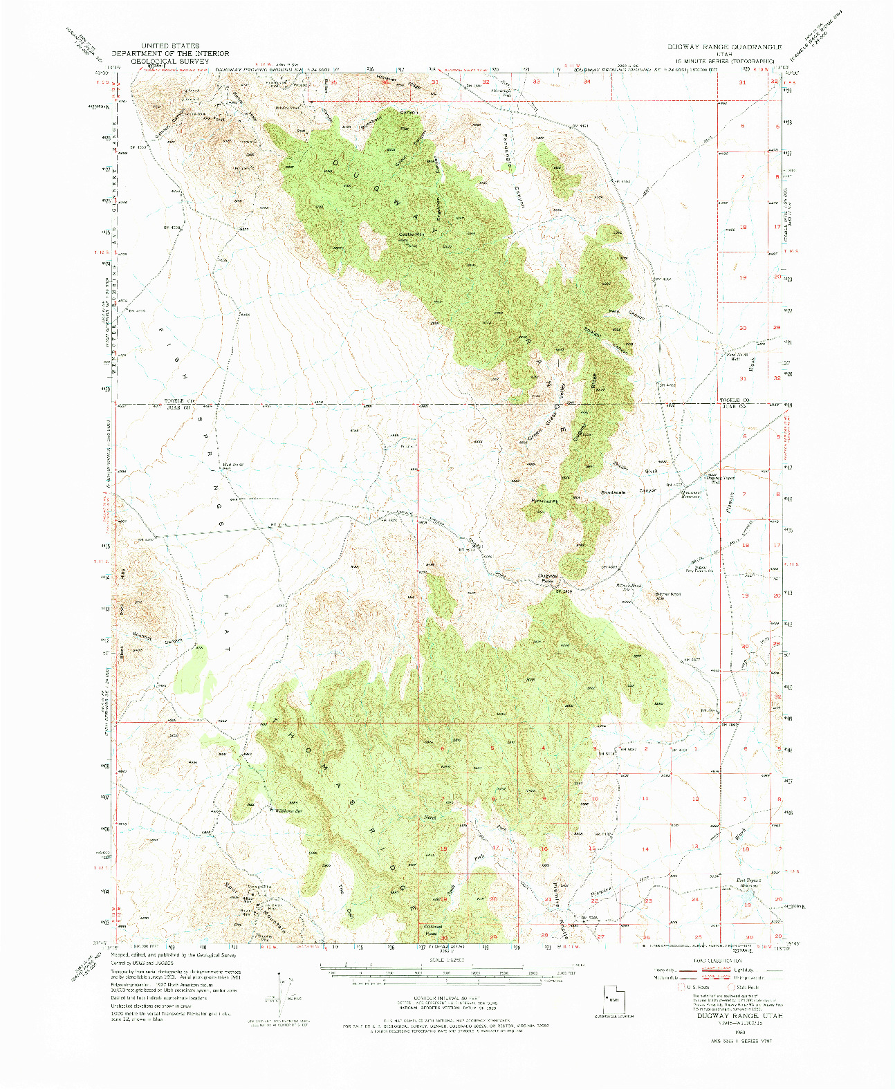 USGS 1:62500-SCALE QUADRANGLE FOR DUGWAY RANGE, UT 1953