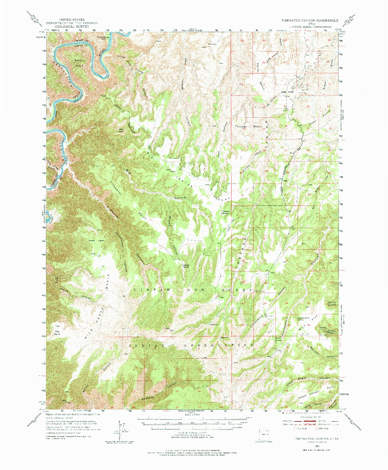 USGS 1:62500-SCALE QUADRANGLE FOR FIREWATER CANYON, UT 1953