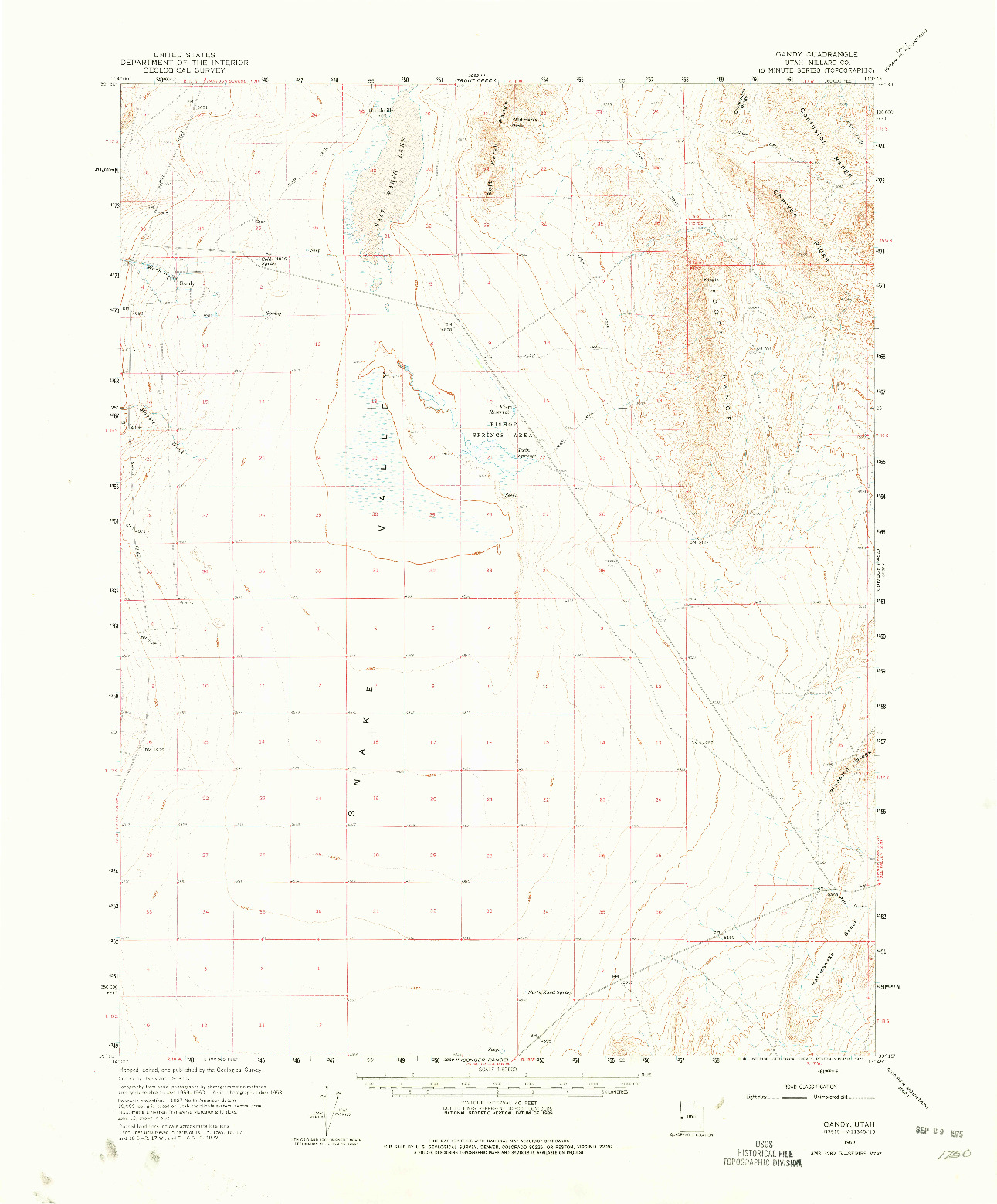USGS 1:62500-SCALE QUADRANGLE FOR GANDY, UT 1960