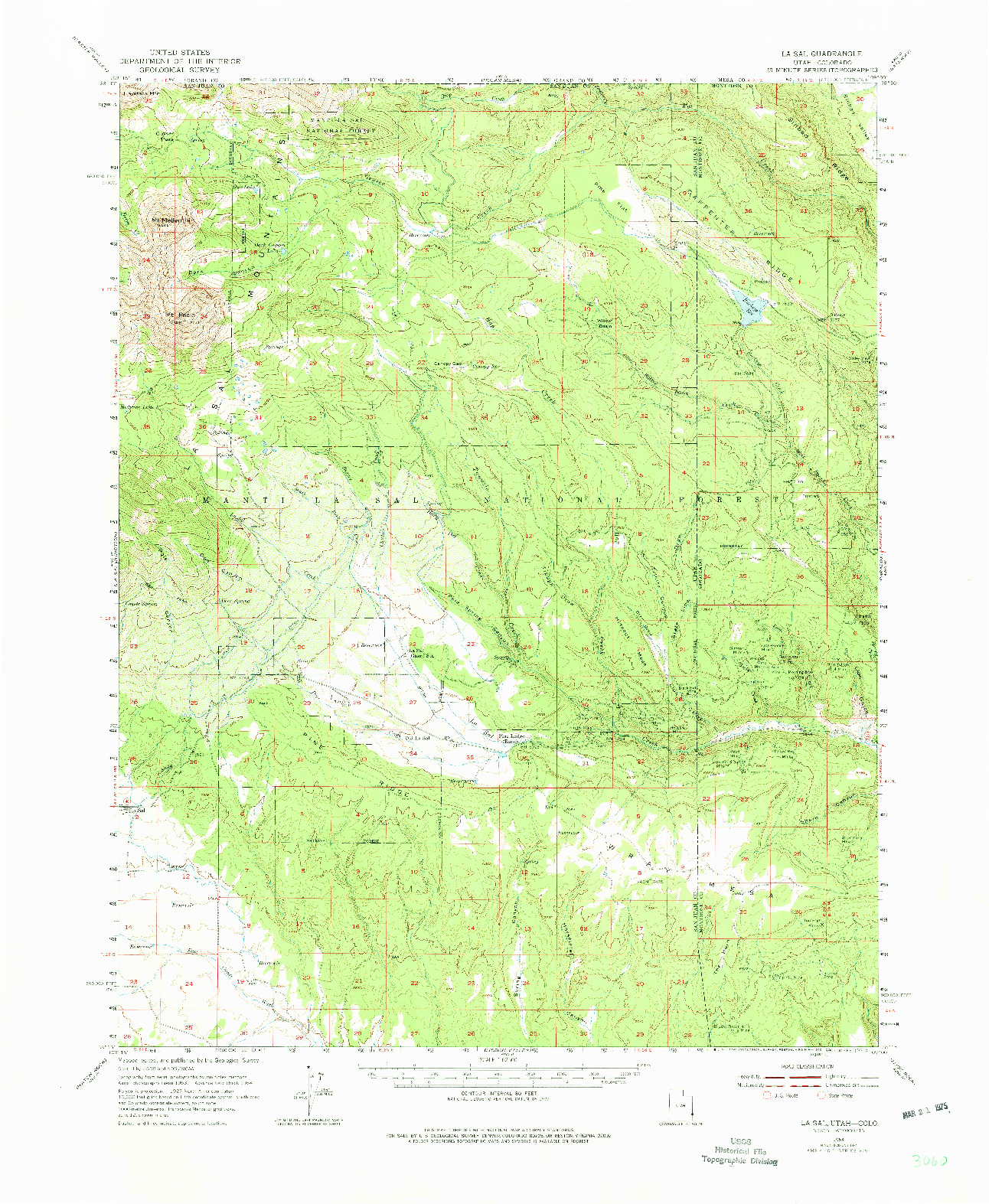 USGS 1:62500-SCALE QUADRANGLE FOR LA SAL, UT 1954