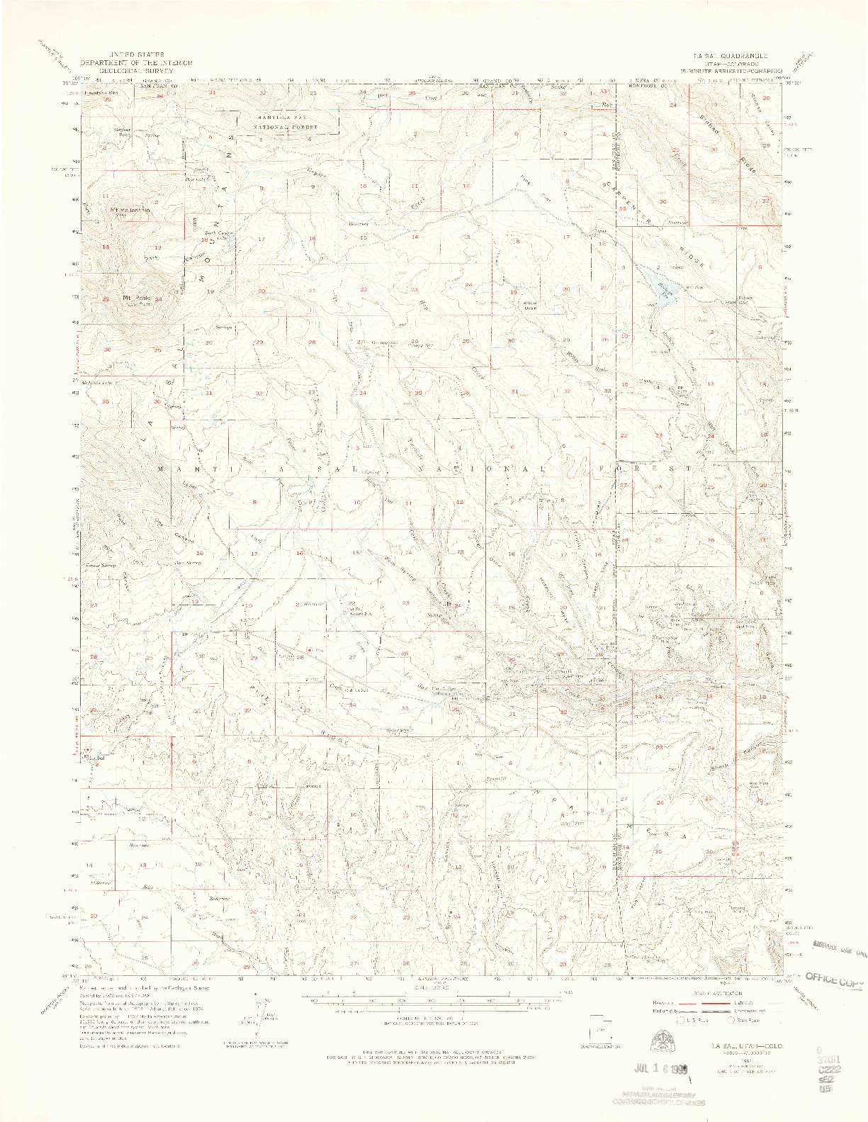 USGS 1:62500-SCALE QUADRANGLE FOR LA SAL, UT 1974