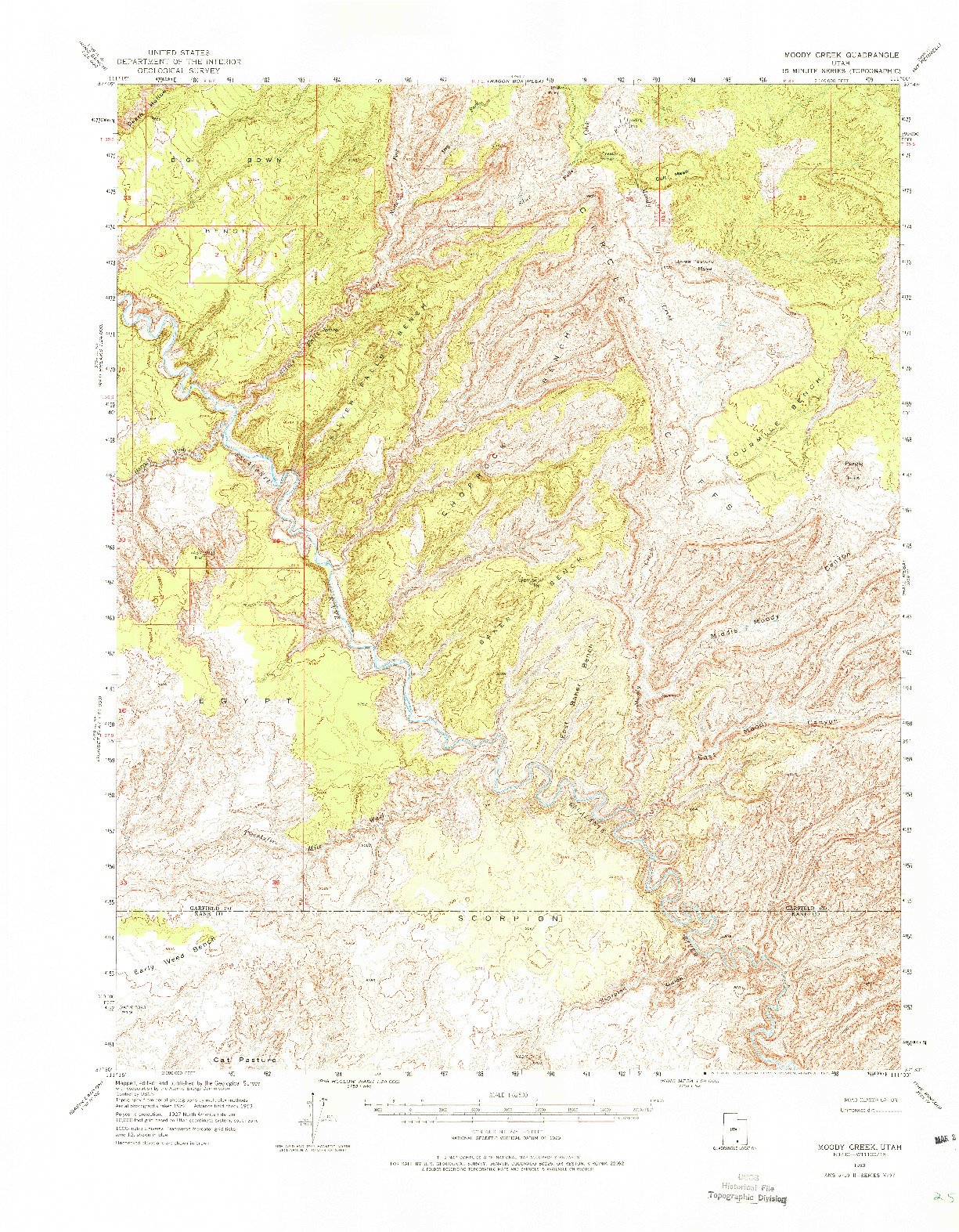 USGS 1:62500-SCALE QUADRANGLE FOR MOODY CREEK, UT 1953