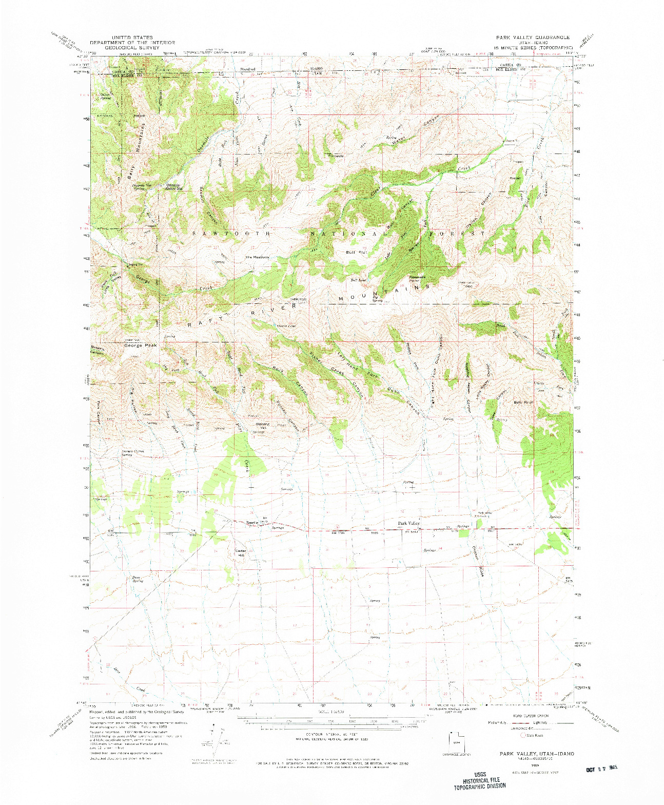 USGS 1:62500-SCALE QUADRANGLE FOR PARK VALLEY, UT 1959