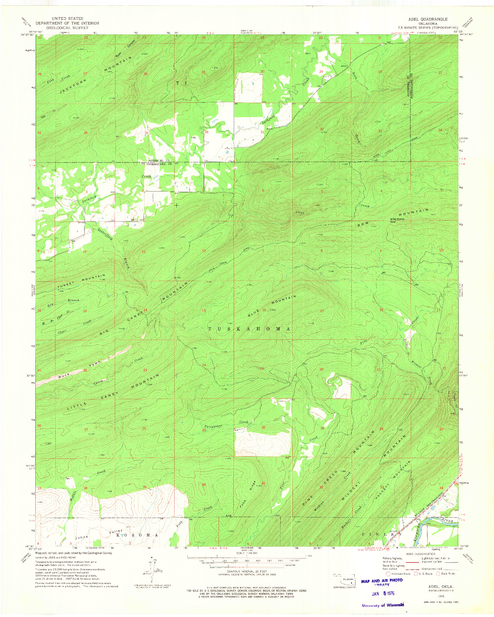 USGS 1:24000-SCALE QUADRANGLE FOR ADEL, OK 1973