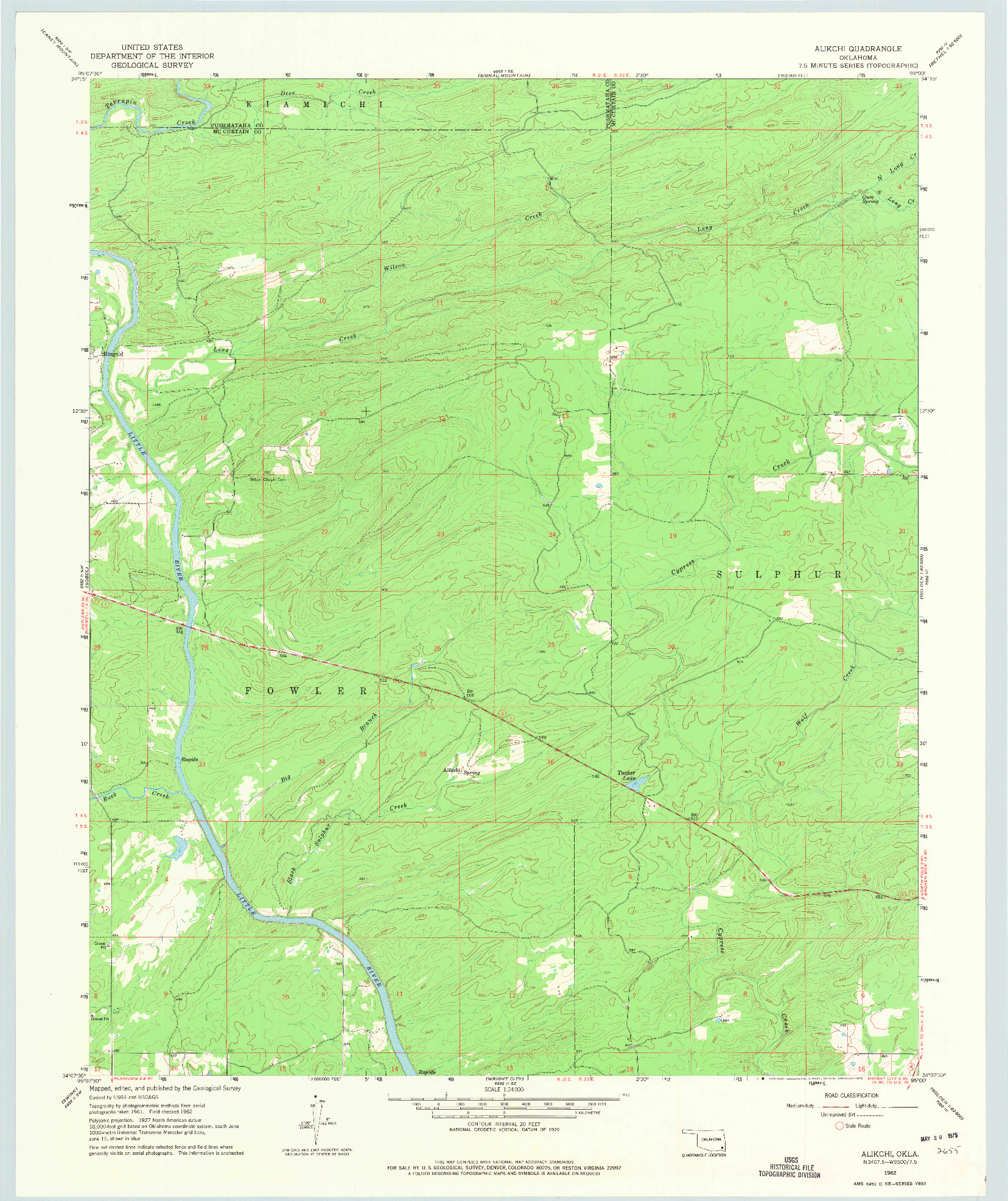 USGS 1:24000-SCALE QUADRANGLE FOR ALIKCHI, OK 1962