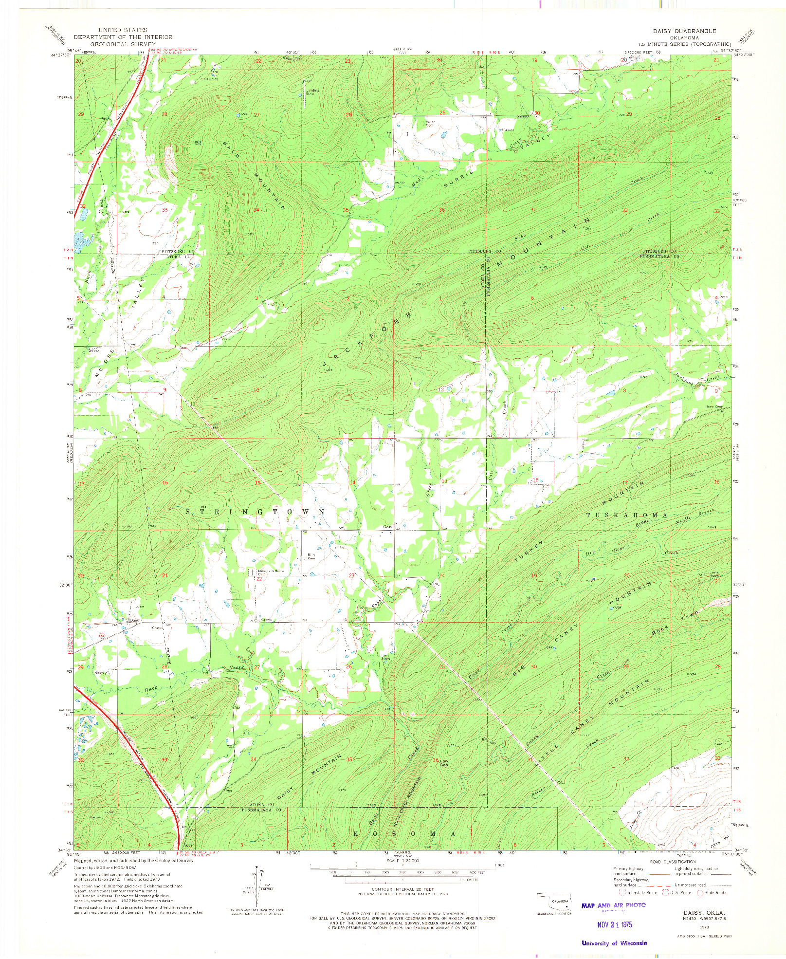 USGS 1:24000-SCALE QUADRANGLE FOR DAISY, OK 1973