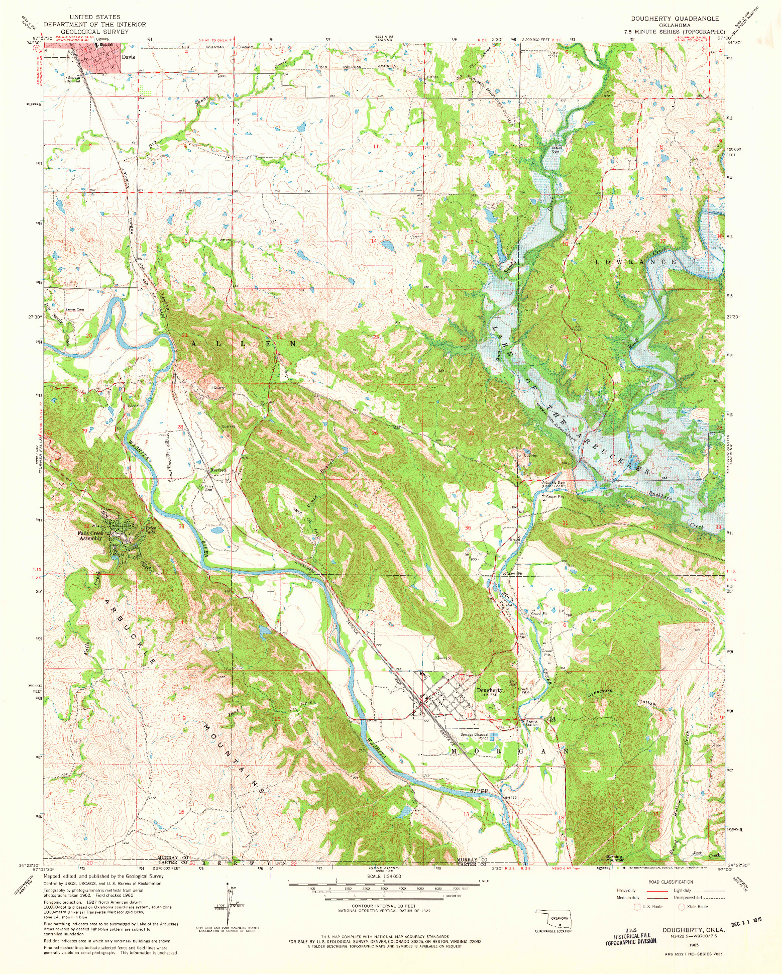 USGS 1:24000-SCALE QUADRANGLE FOR DOUGHERTY, OK 1965