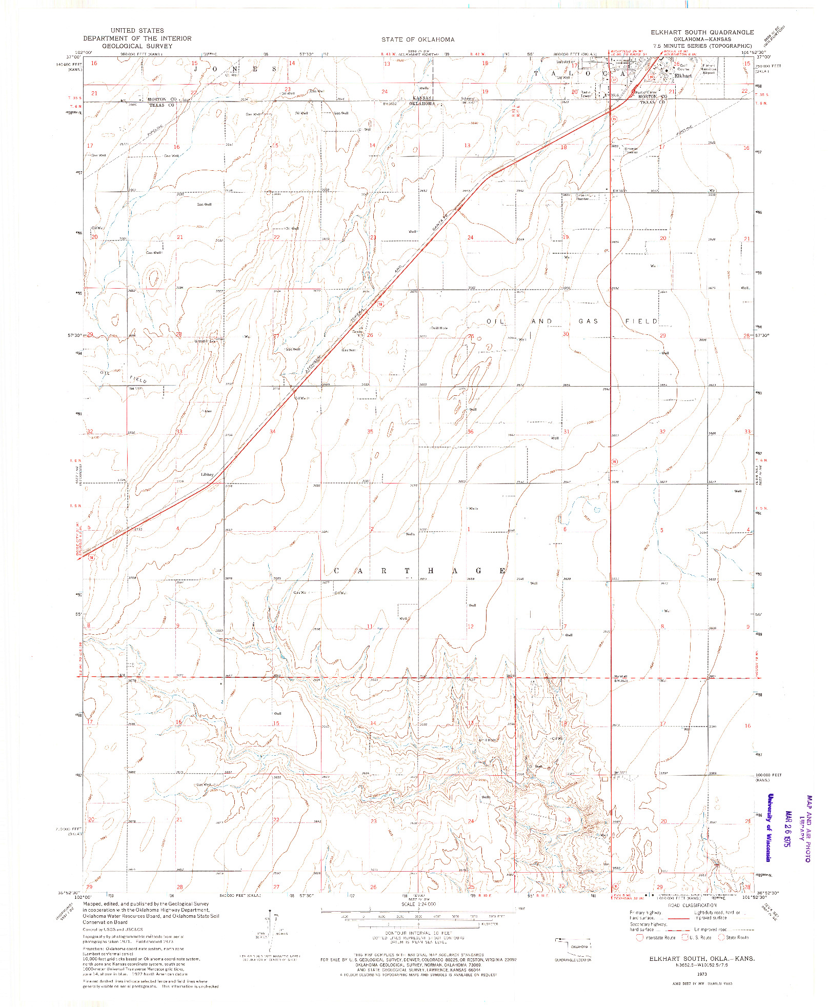 USGS 1:24000-SCALE QUADRANGLE FOR ELKHART SOUTH, OK 1973