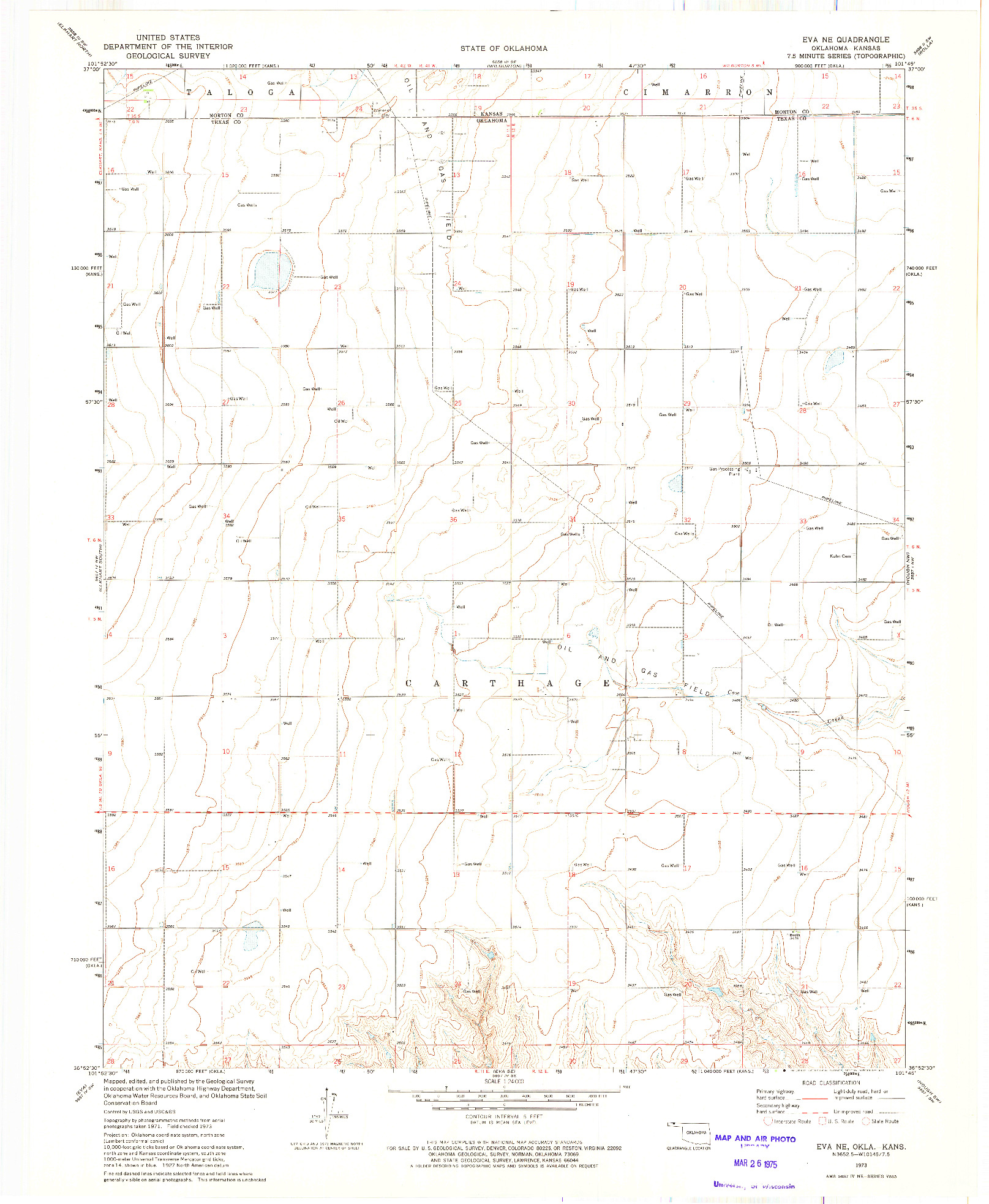 USGS 1:24000-SCALE QUADRANGLE FOR EVA NE, OK 1973