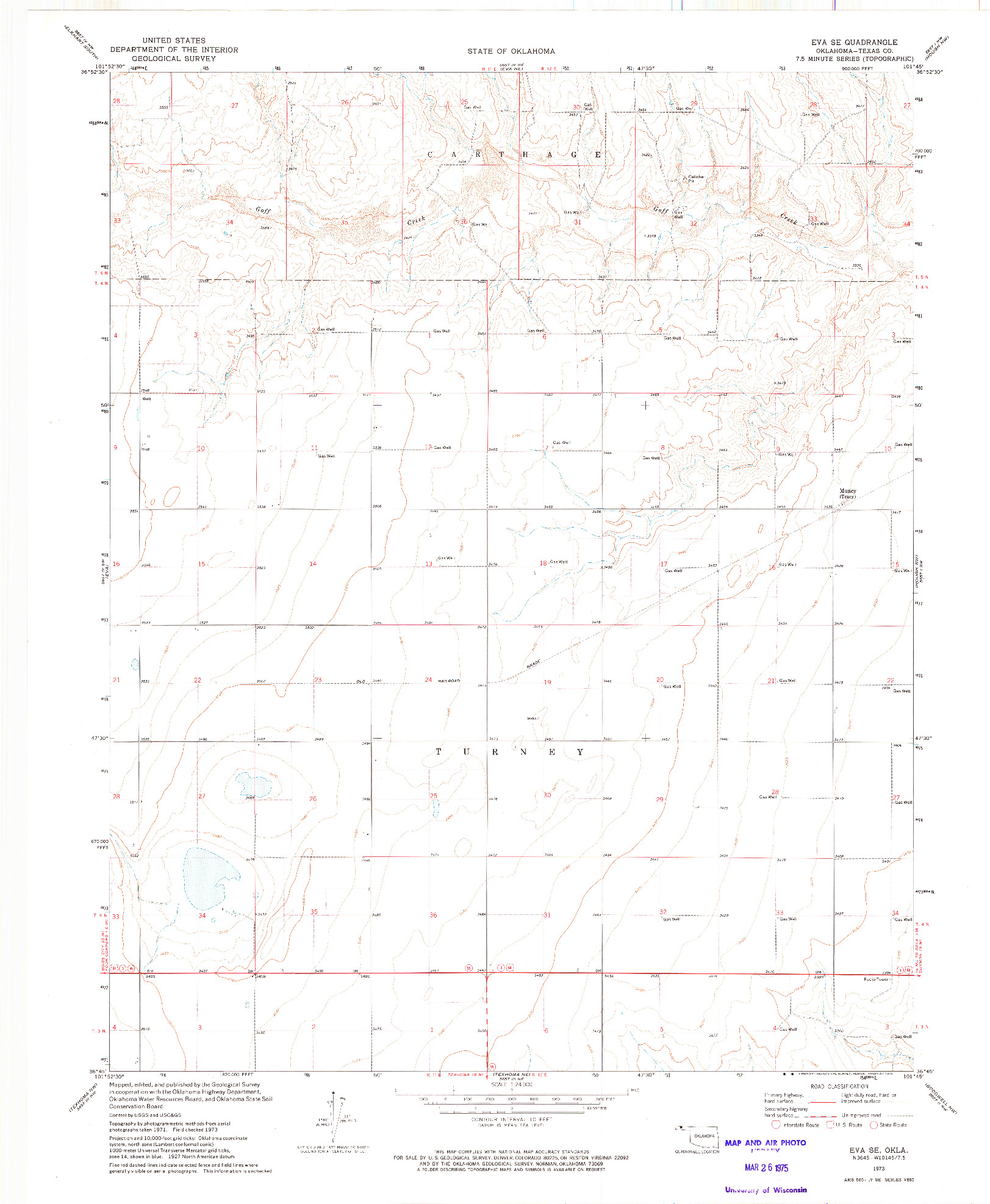 USGS 1:24000-SCALE QUADRANGLE FOR EVA SE, OK 1973
