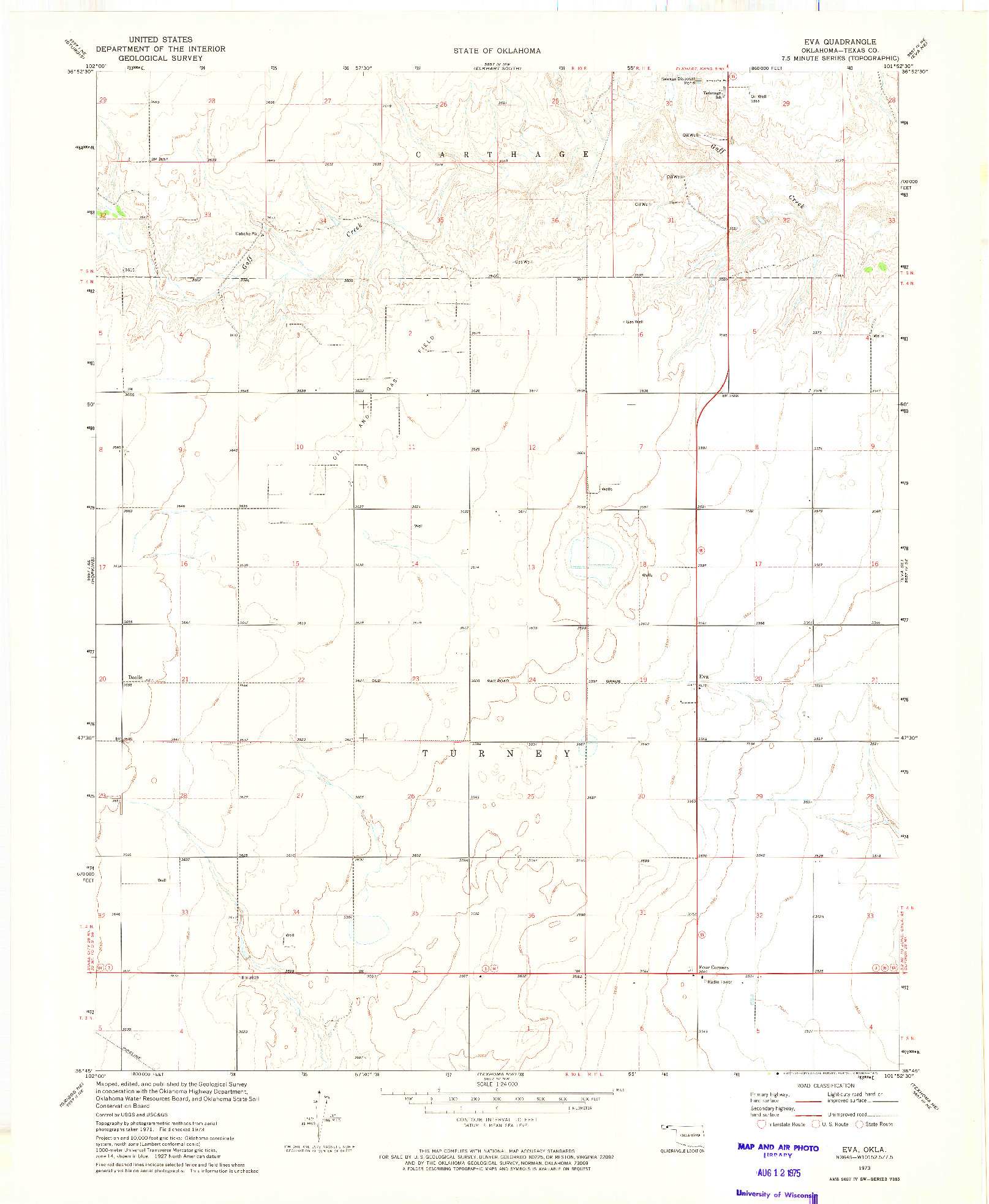 USGS 1:24000-SCALE QUADRANGLE FOR EVA, OK 1973