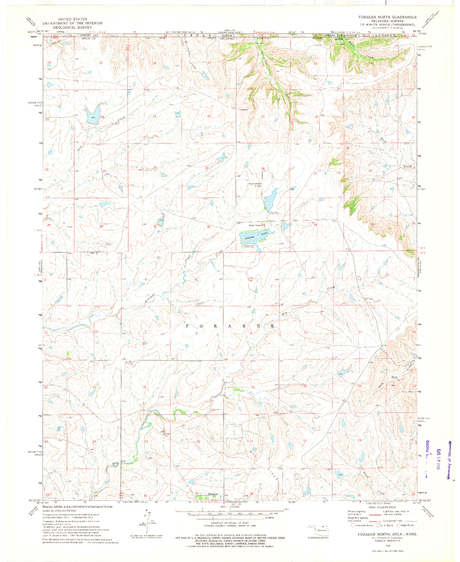 USGS 1:24000-SCALE QUADRANGLE FOR FORAKER NORTH, OK 1973