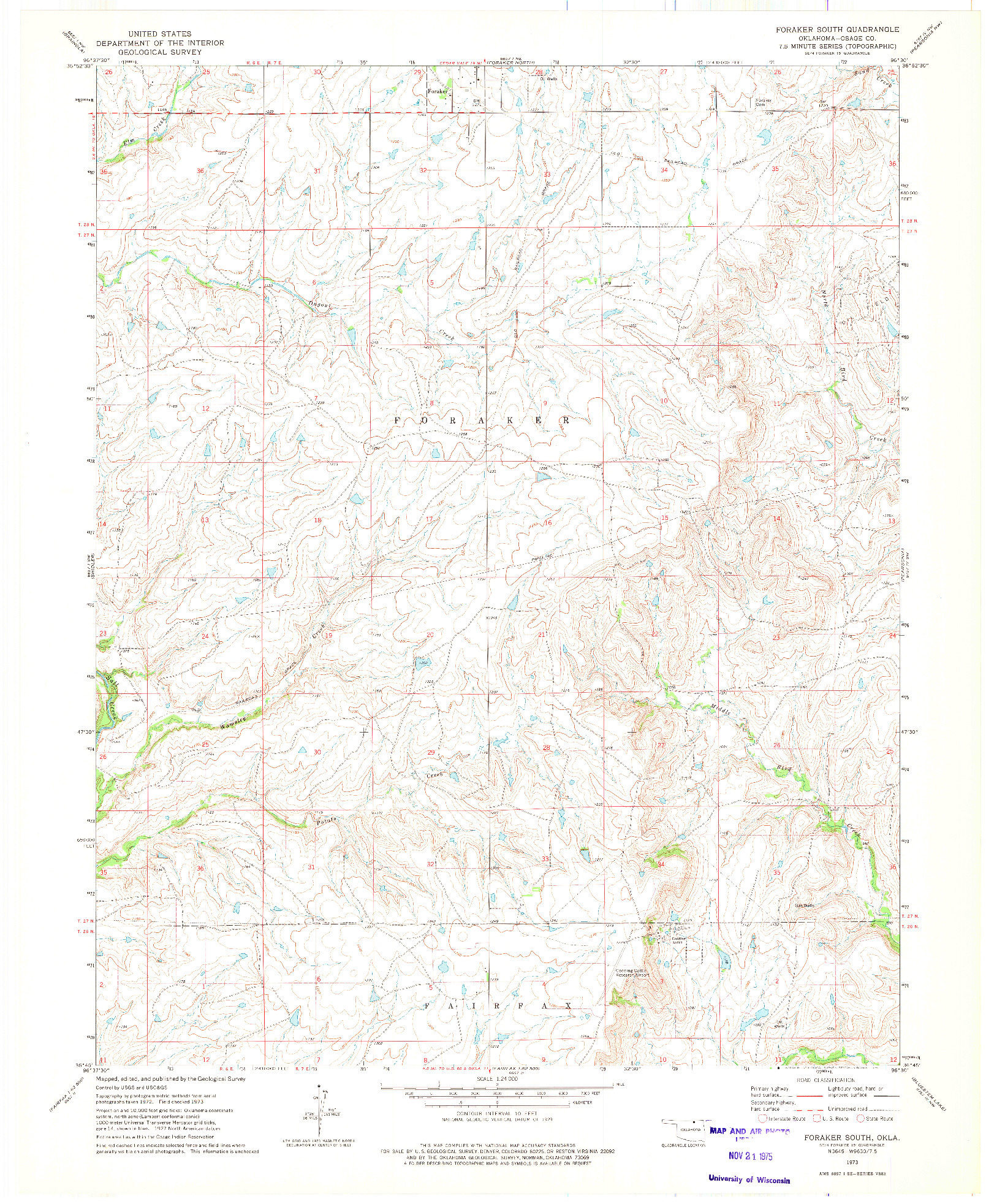 USGS 1:24000-SCALE QUADRANGLE FOR FORAKER SOUTH, OK 1973