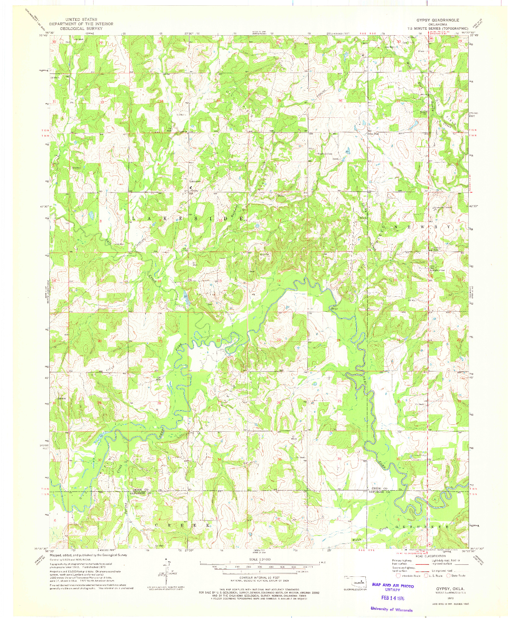 USGS 1:24000-SCALE QUADRANGLE FOR GYPSY, OK 1973